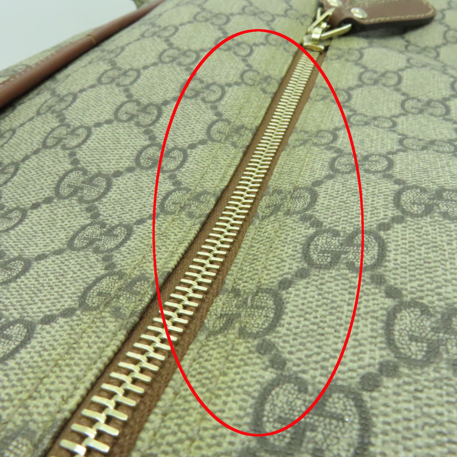 GUCCI 【激減優惠】塗層帆布Boston Bag金扣波士頓包棕色