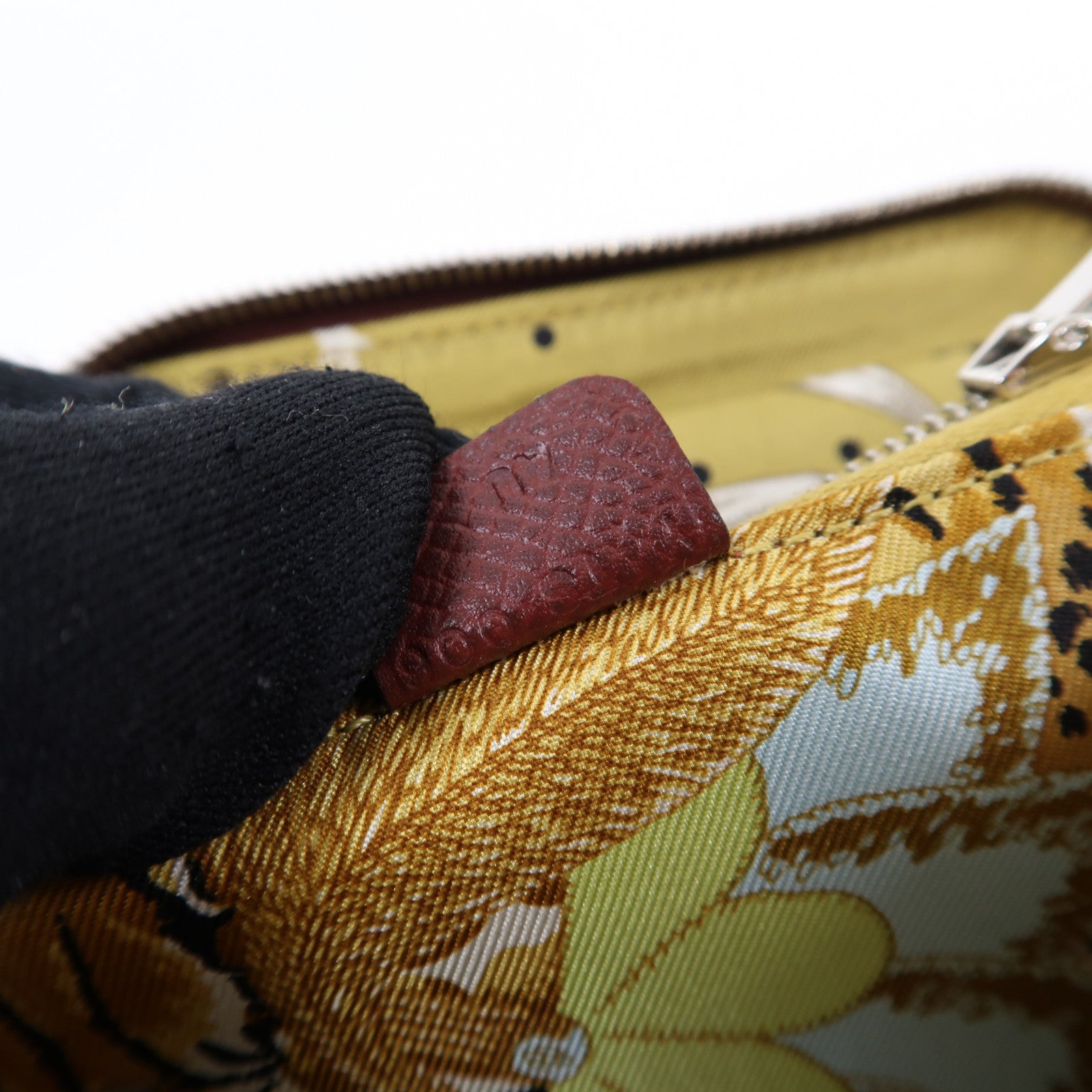 HERMES Epsom皮革Silk'In Compact銀扣錢包紅色