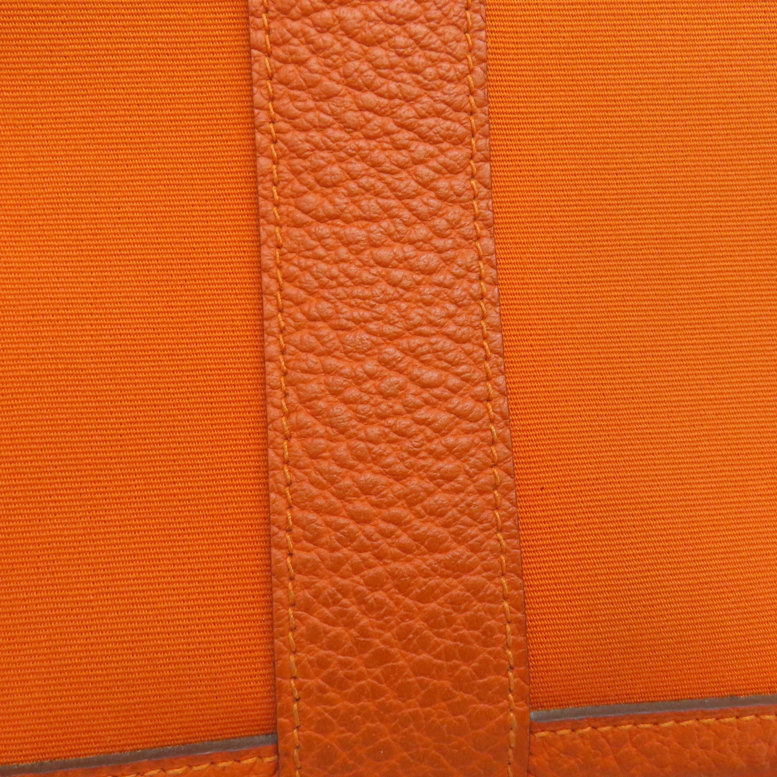 HERMES Canvas Garden Party PM Silver Button Handle Bag Orange