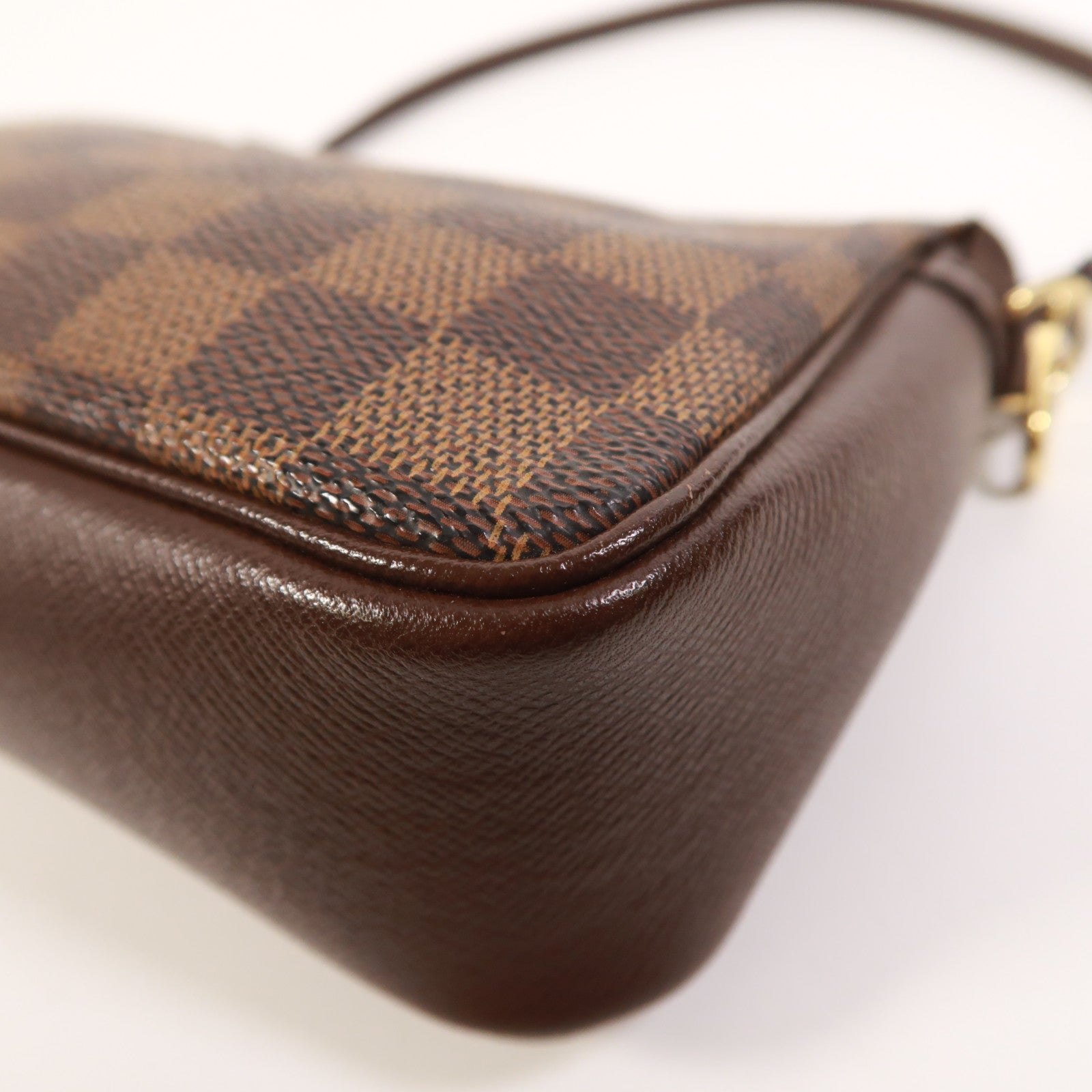 LOUIS VUITTON Damier Trousse Makeup Accessory Pouch金扣手挽袋棕色