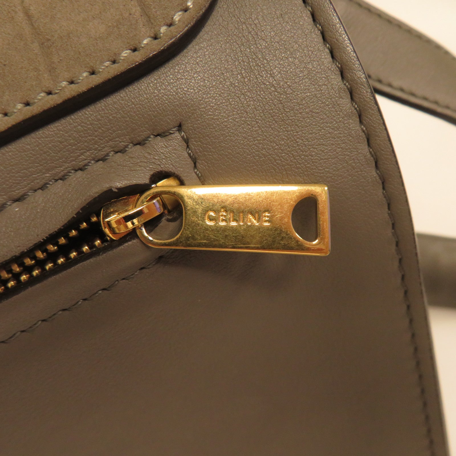 CELINE 【激減優惠】牛皮皮革Trapeze Bag金扣手挽肩背兩用袋灰色