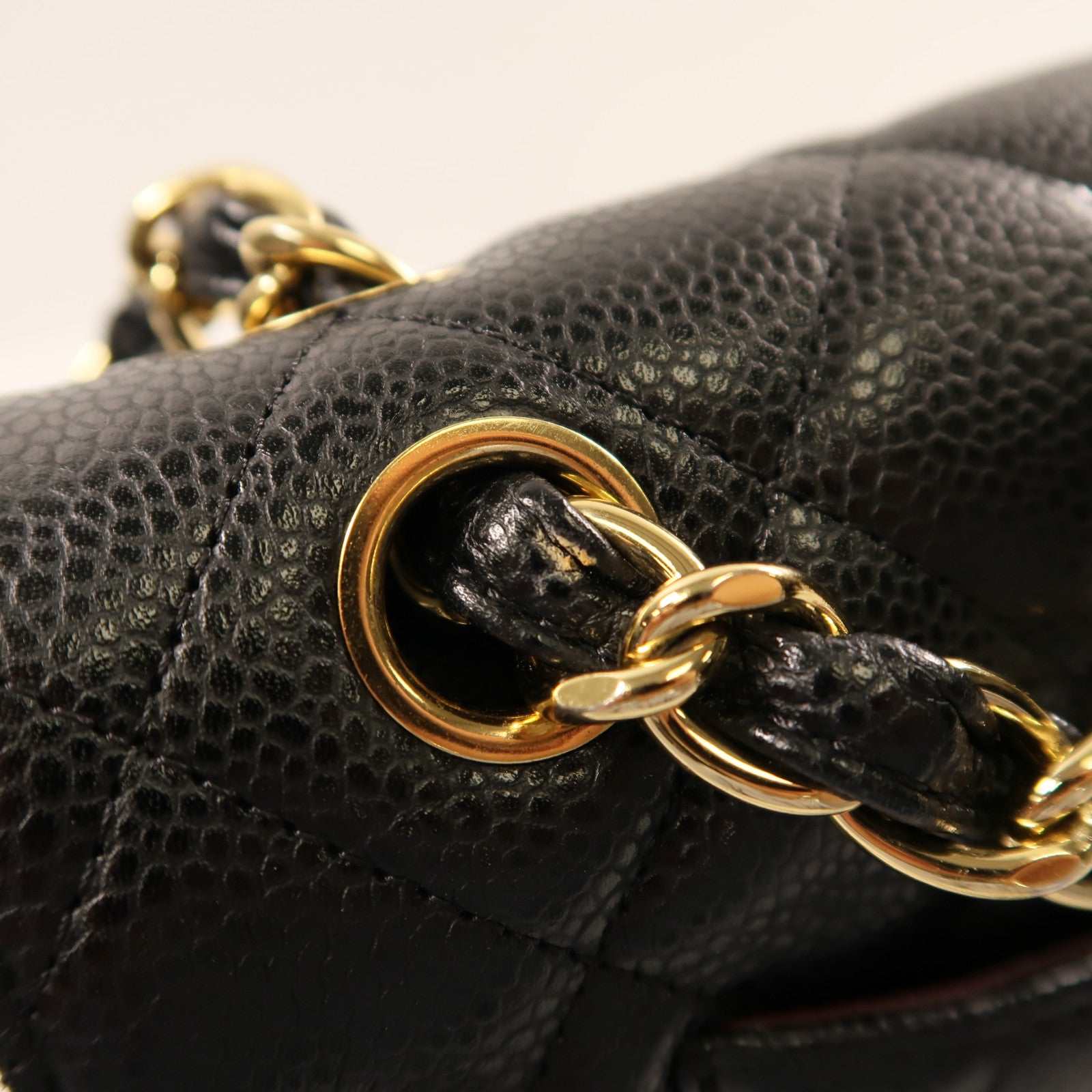 CHANEL 牛皮皮革Large Classic金扣鏈帶肩背袋黑色