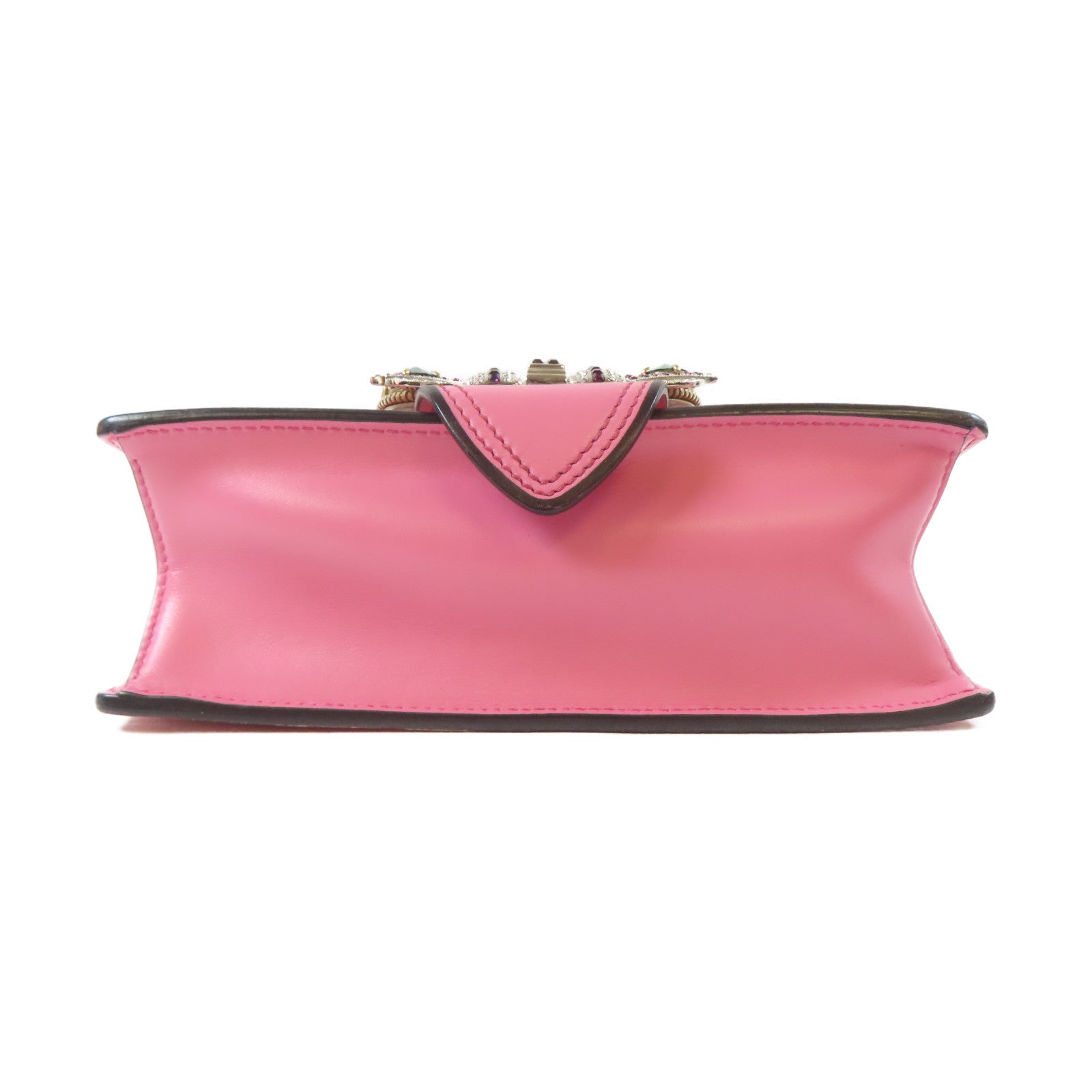 Miu Miu 牛皮皮革金扣肩背袋粉紅色