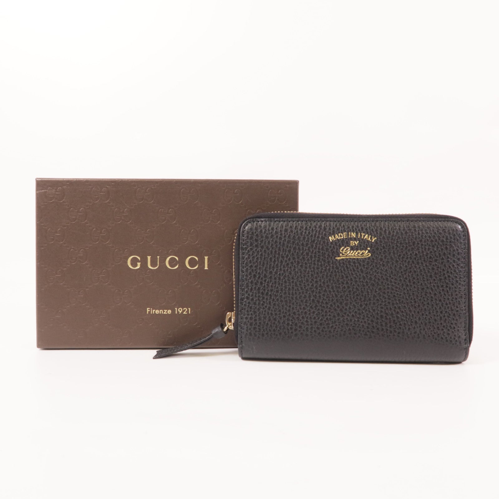 GUCCI GG GHW Long Wallet 354497 Calfskin Leather Black