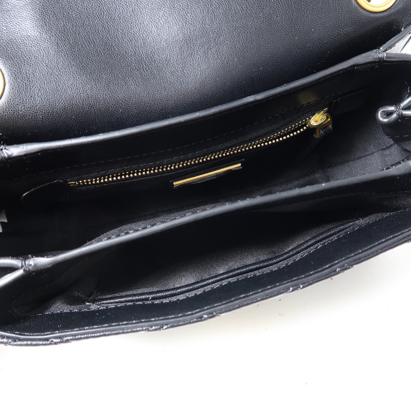 Tory Burch 牛皮皮革Chain Shoulder金扣鏈帶肩背袋黑色