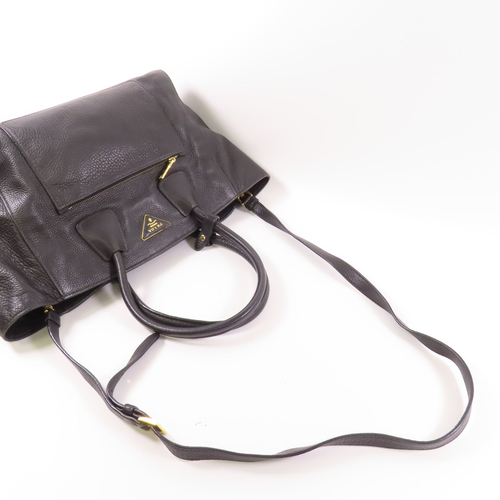 PRADA 牛皮皮革2 Way Bag金扣手挽肩背兩用袋