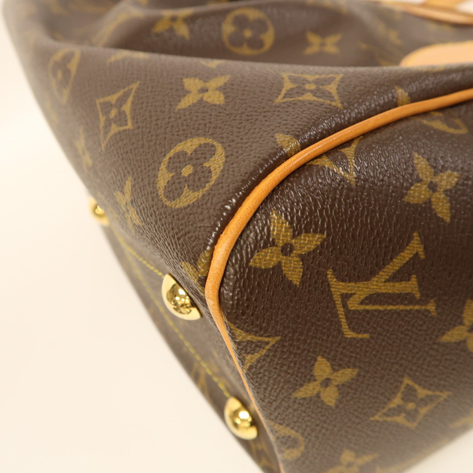 LOUIS VUITTON Monogram Tivoli PM金扣手挽袋棕色