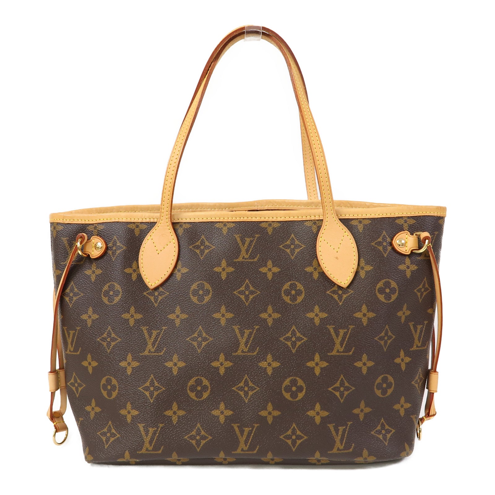LOUIS VUITTON Monogram Neverfull PM金扣手挽袋啡色