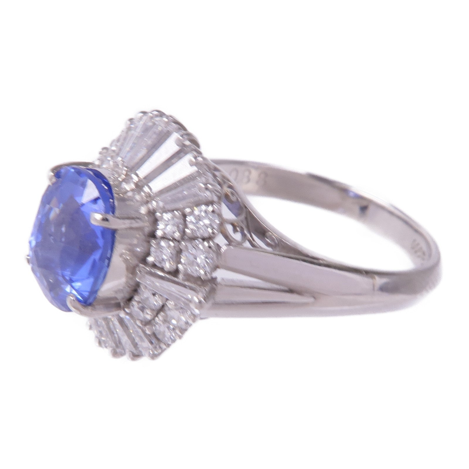 JEWELRY PM900鈀Sapphire Diamond Ring藍寶石/鑽石戒指US#5.75