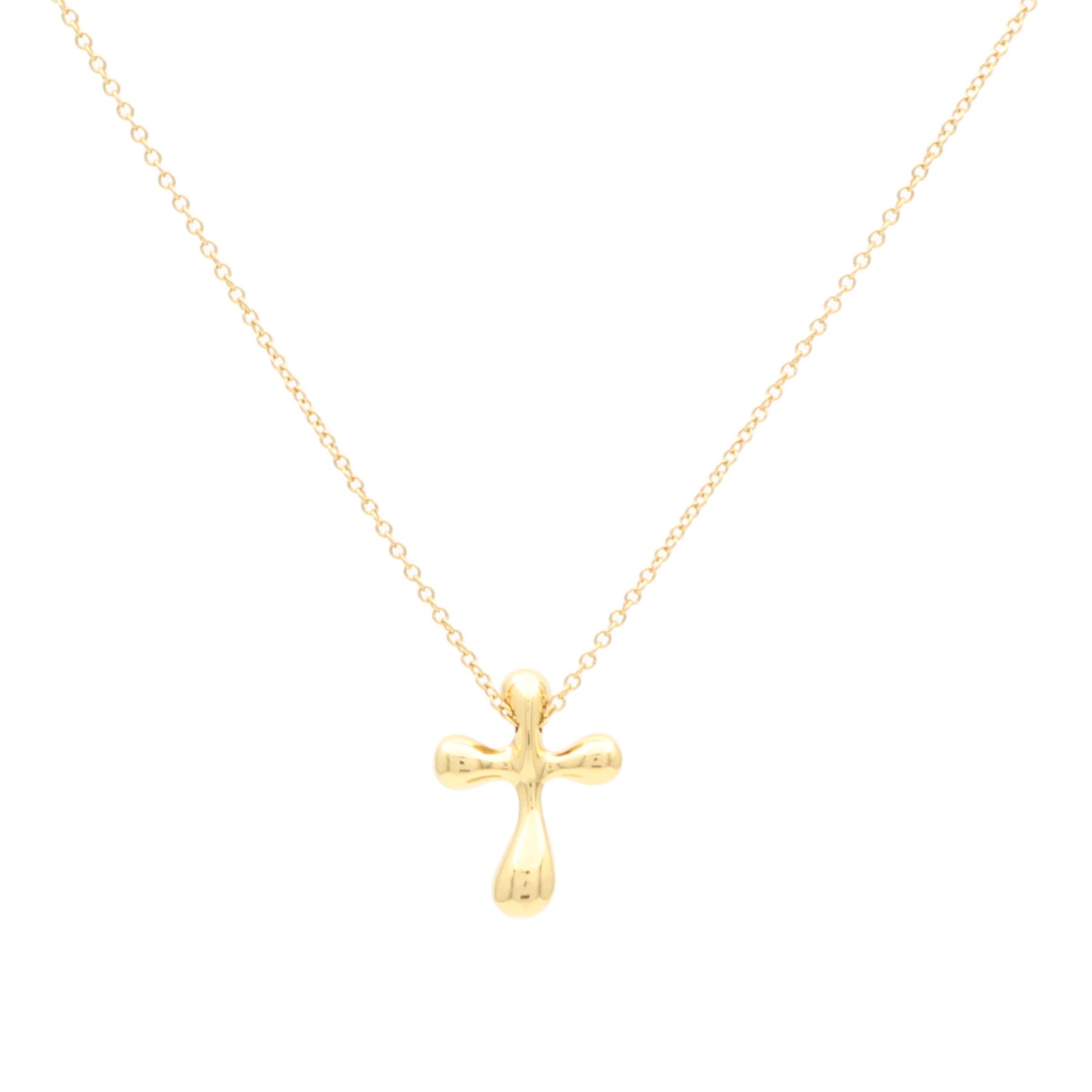 TIFFANY＆CO 18K黃金Elsa Peretti Cross Pendant項鍊