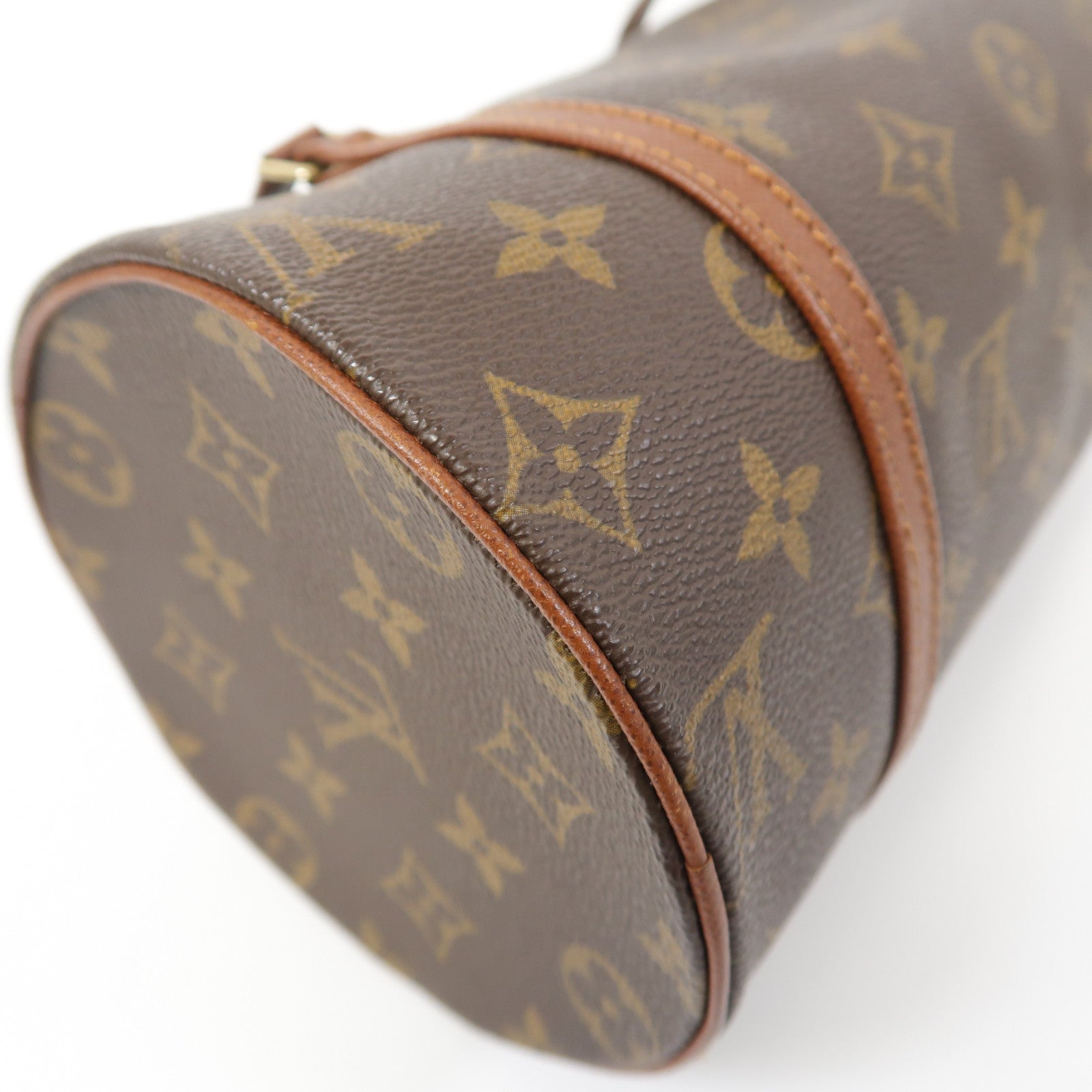 LOUIS VUITTON Monogram Papillon PM金扣手挽袋棕色
