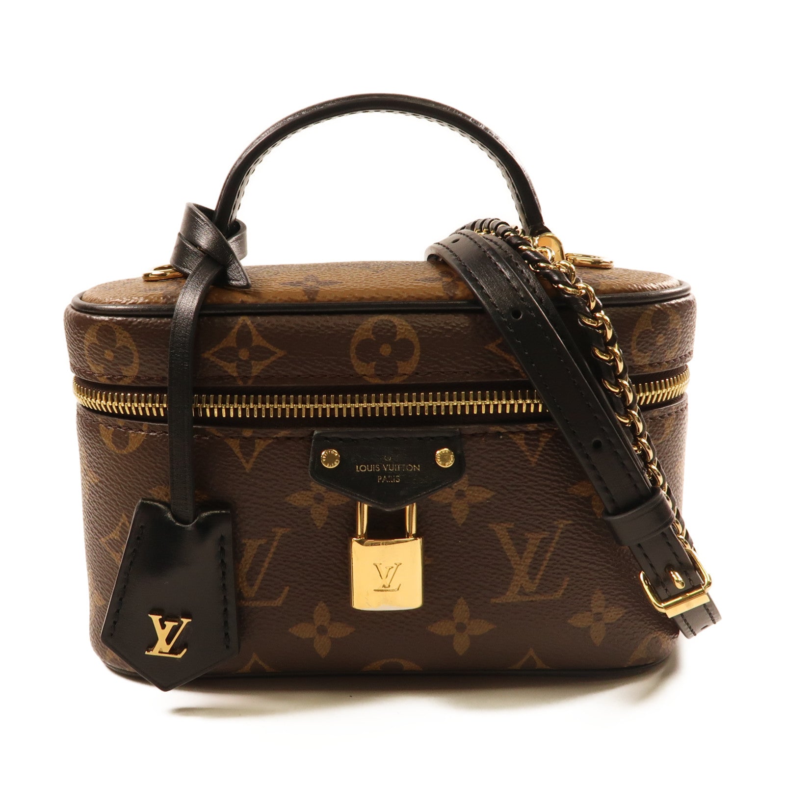 LOUIS VUITTON Monogram Reverse Vanity PM金扣手挽肩背兩用袋啡色
