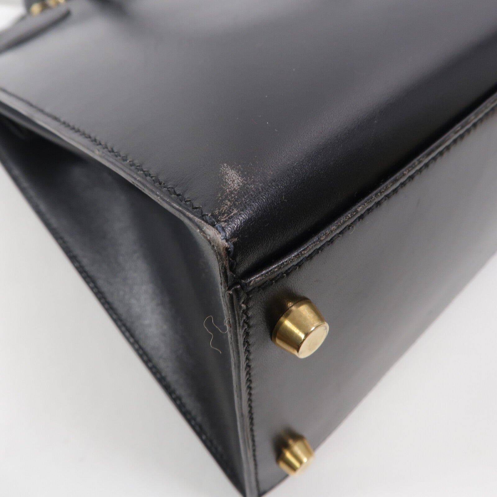 HERMES Box皮革Kelly 32手挽肩背兩用袋Noir