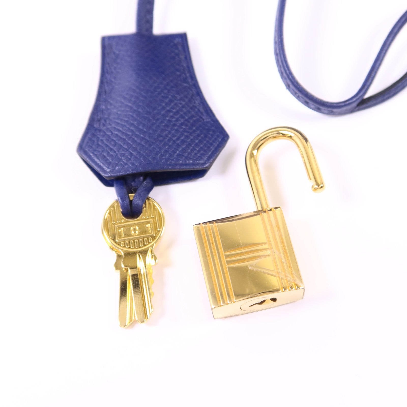 HERMES Epsom皮革Birkin 30金扣手挽袋Bleu Saphir