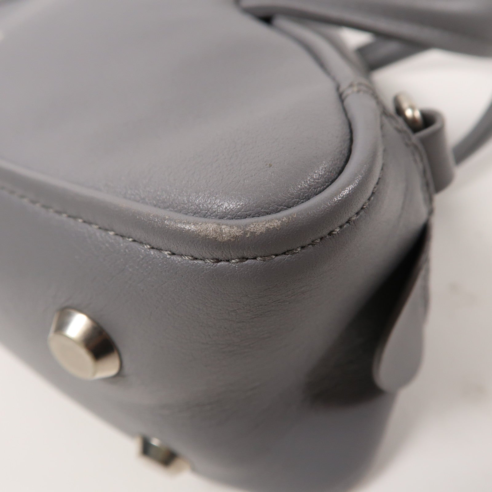 BALENCIAGA 【激減優惠】牛皮皮革Triangle銀扣手挽肩背兩用袋灰色