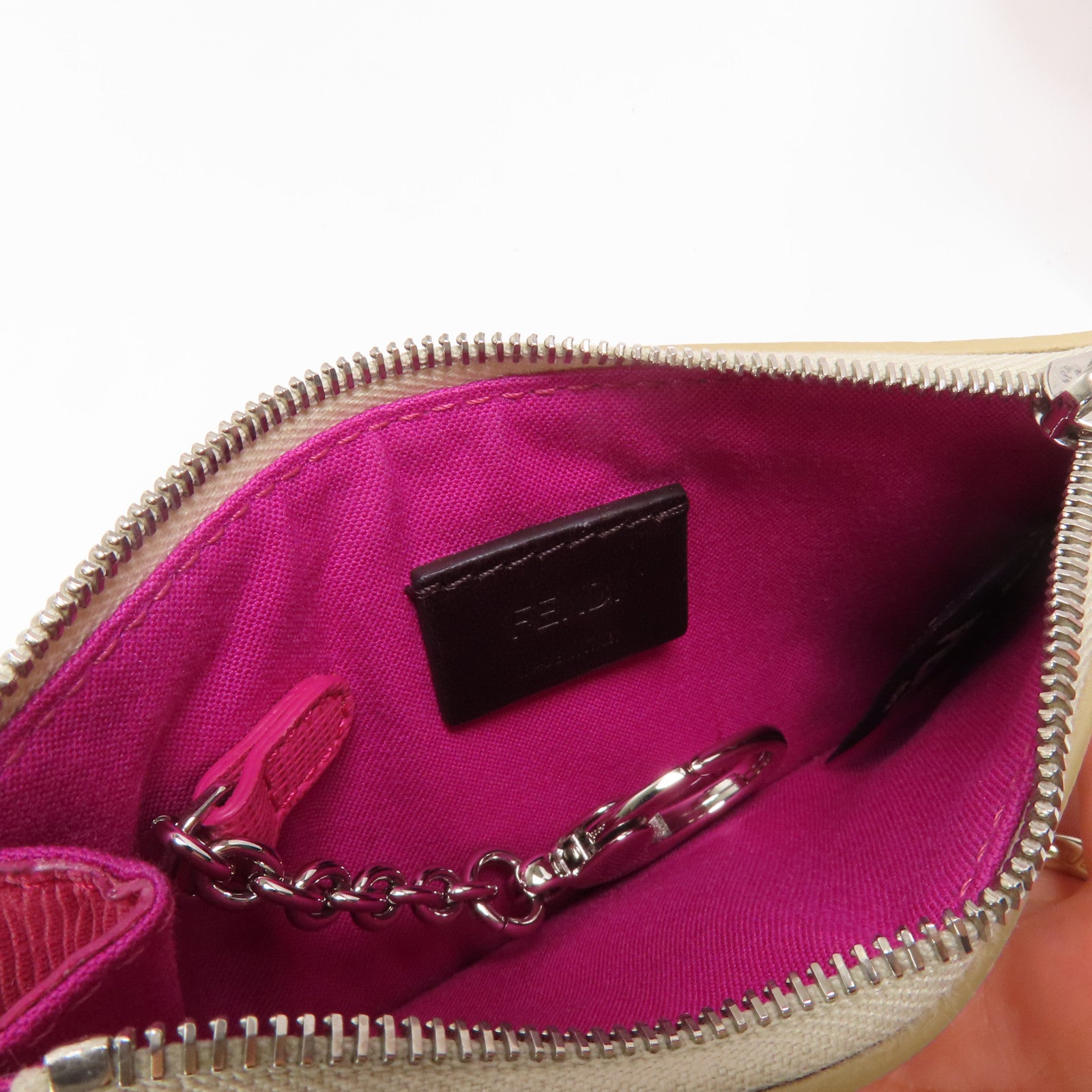 FENDI 牛皮皮革Coin Case銀扣零錢包