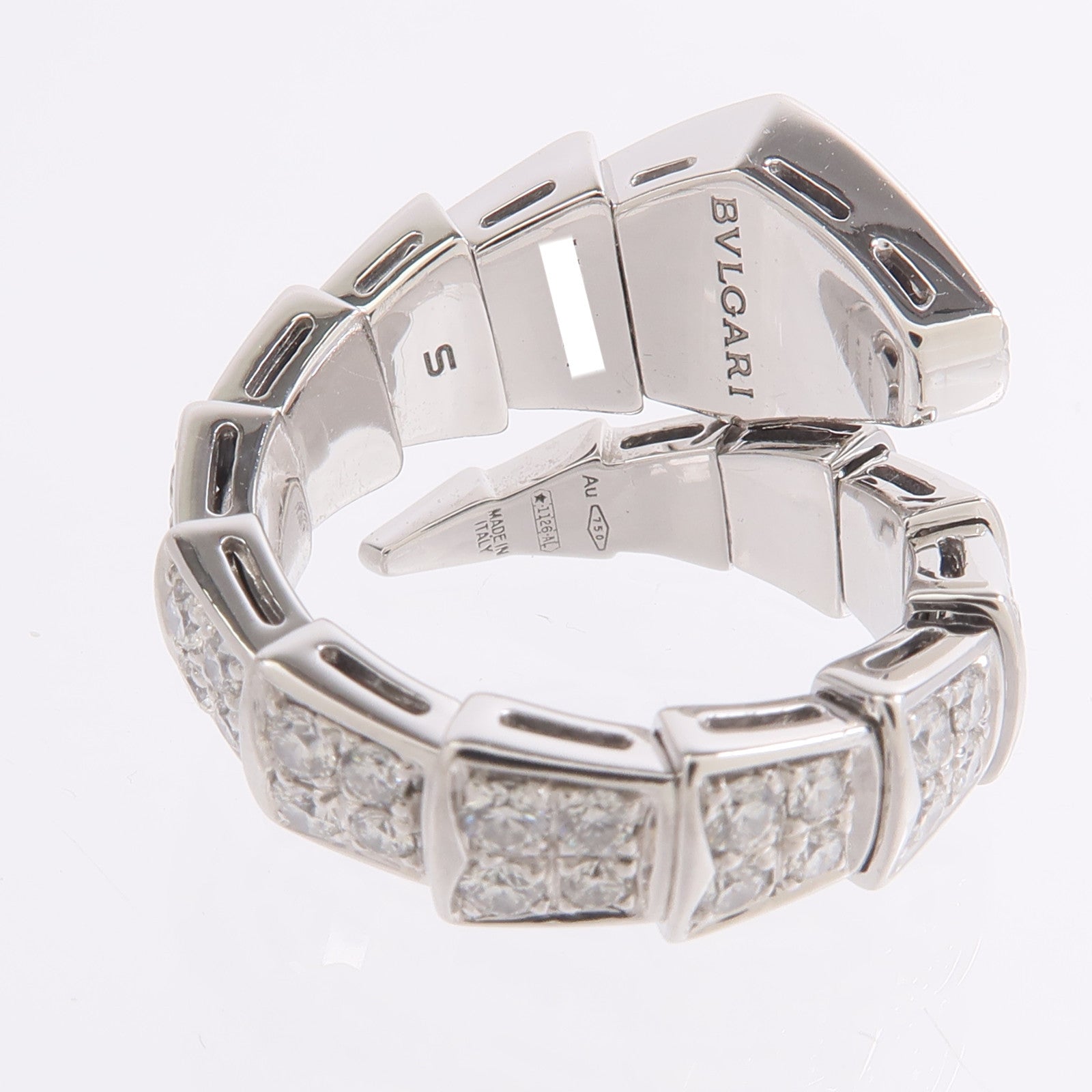 BVLGARI 18K白金Serpenti Viper Ring鑽石戒指