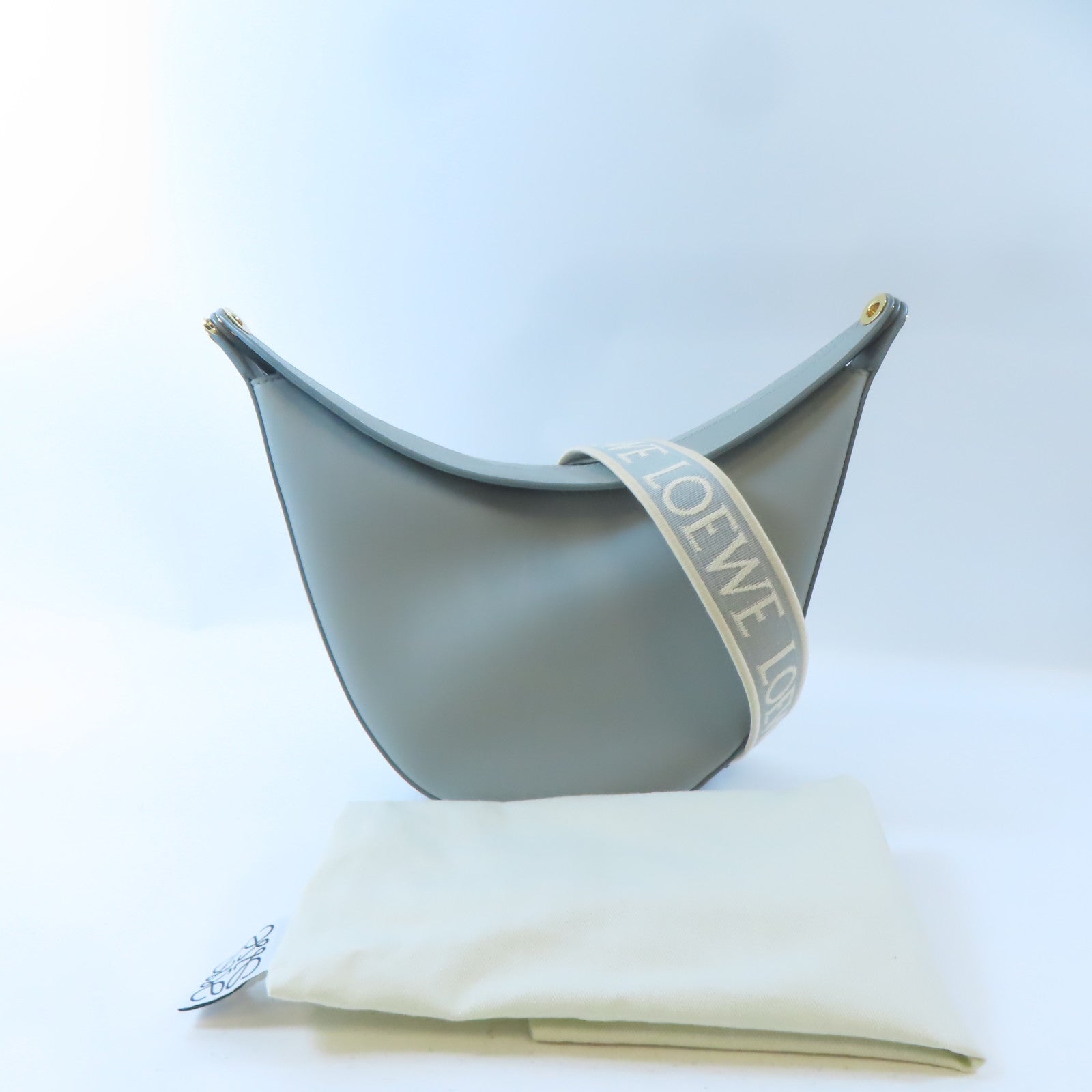 LOEWE GHW Luna Bag Shoulder Handbag Calfskin Leather Gray