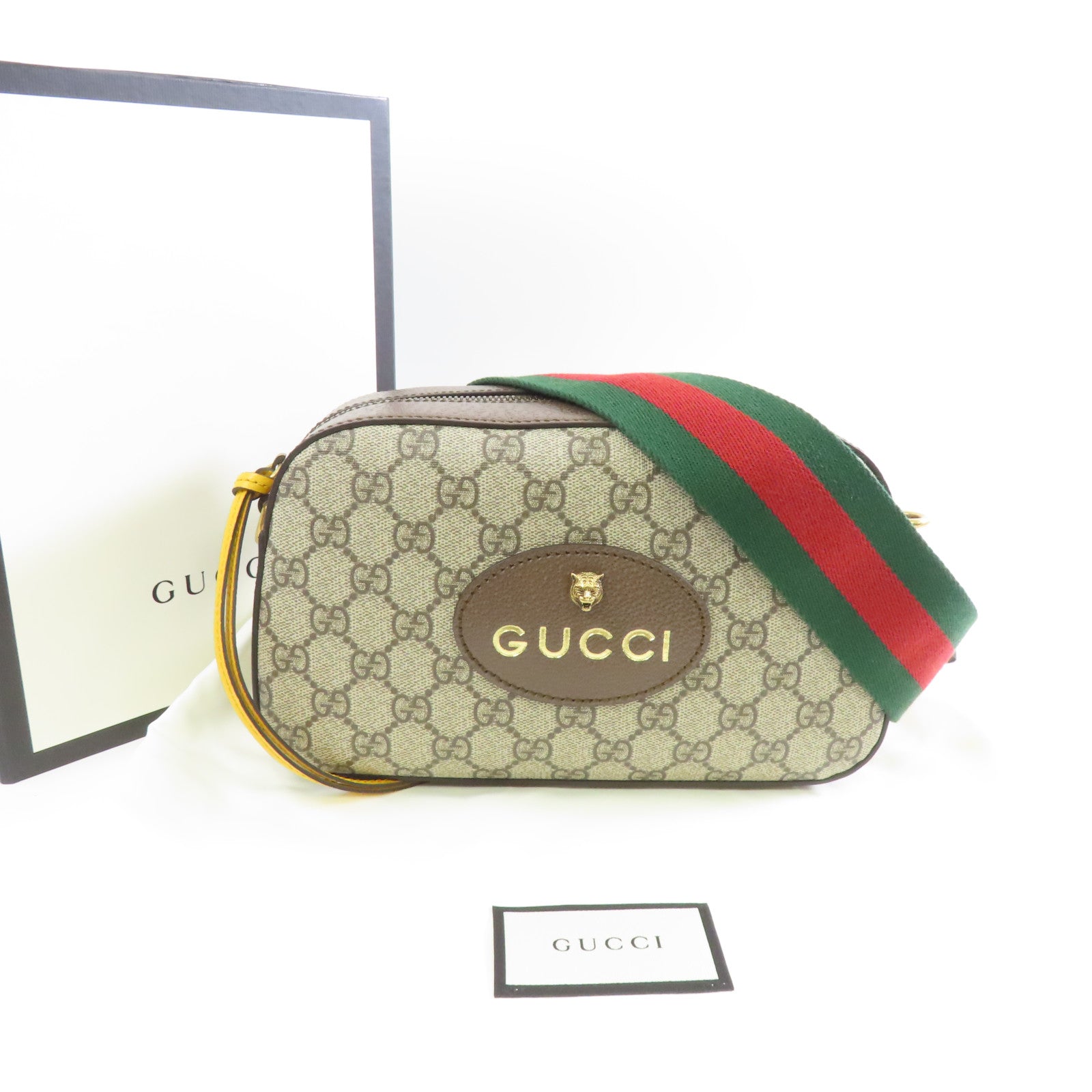 GUCCI 塗層帆布Neo Vintage GG Supreme金扣肩背袋棕色
