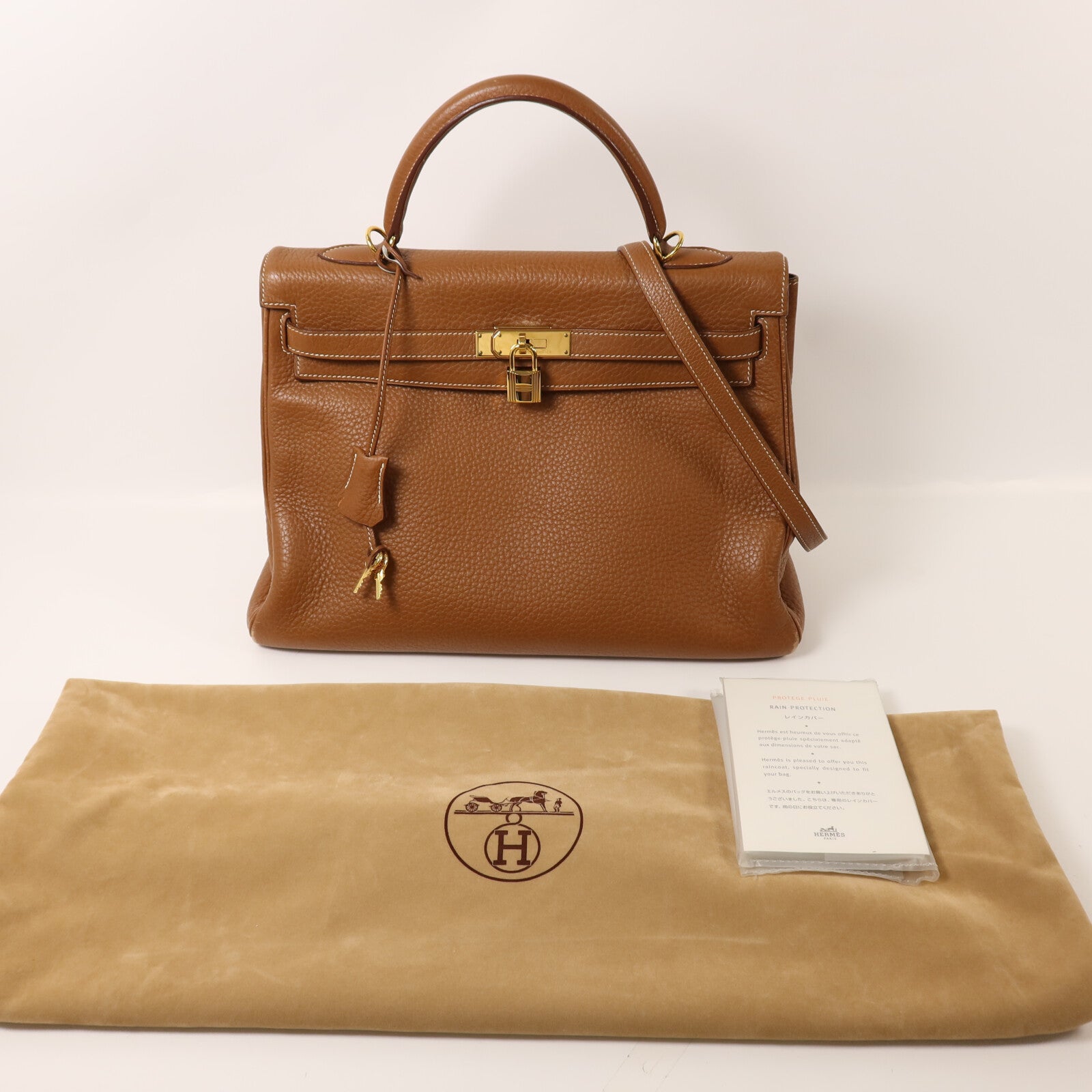 HERMES Togo皮革Kelly 35手挽肩背兩用袋Gold