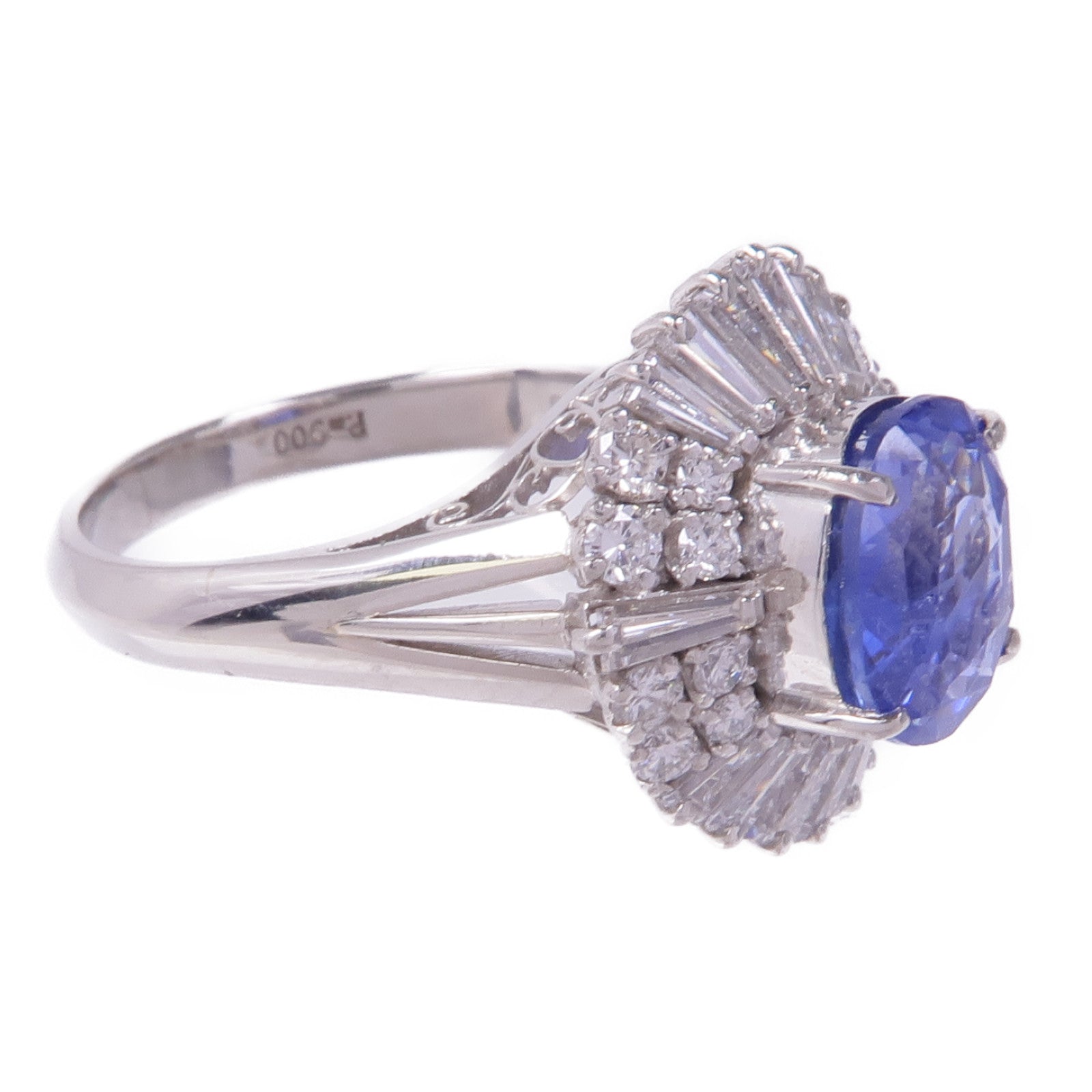 JEWELRY PM900鈀Sapphire Diamond Ring藍寶石/鑽石戒指US#5.75
