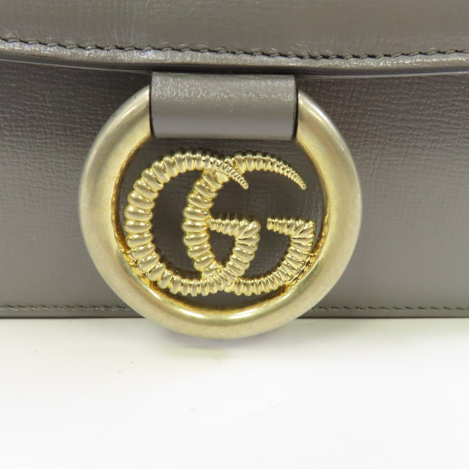 GUCCI GG GHW Shoulder Bag Crossbody 589474 Calfskin Leather Gray