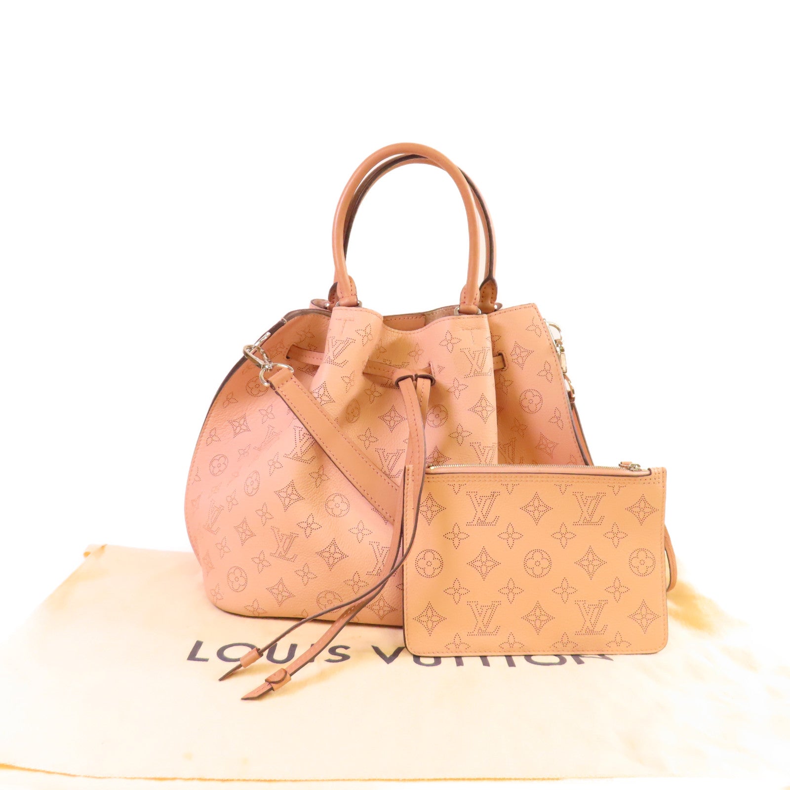 LOUIS VUITTON 【激減優惠】Monogram Mahina Girolata 2Way Bag銀扣手挽肩背兩用袋粉紅色
