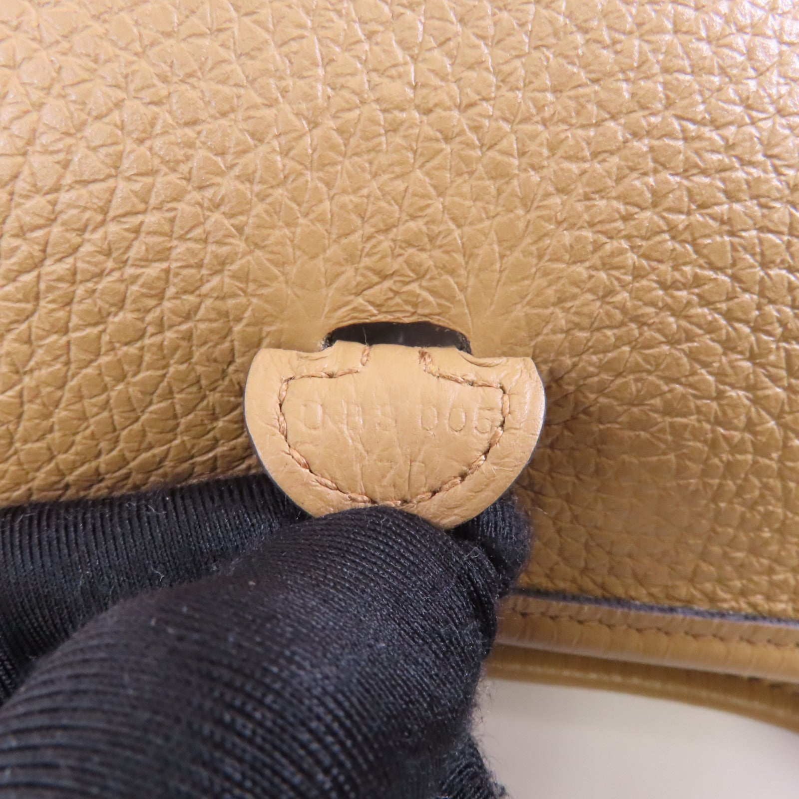 HERMES Clemence皮革Evelyne TPM銀扣肩背袋Biscuit/棕色