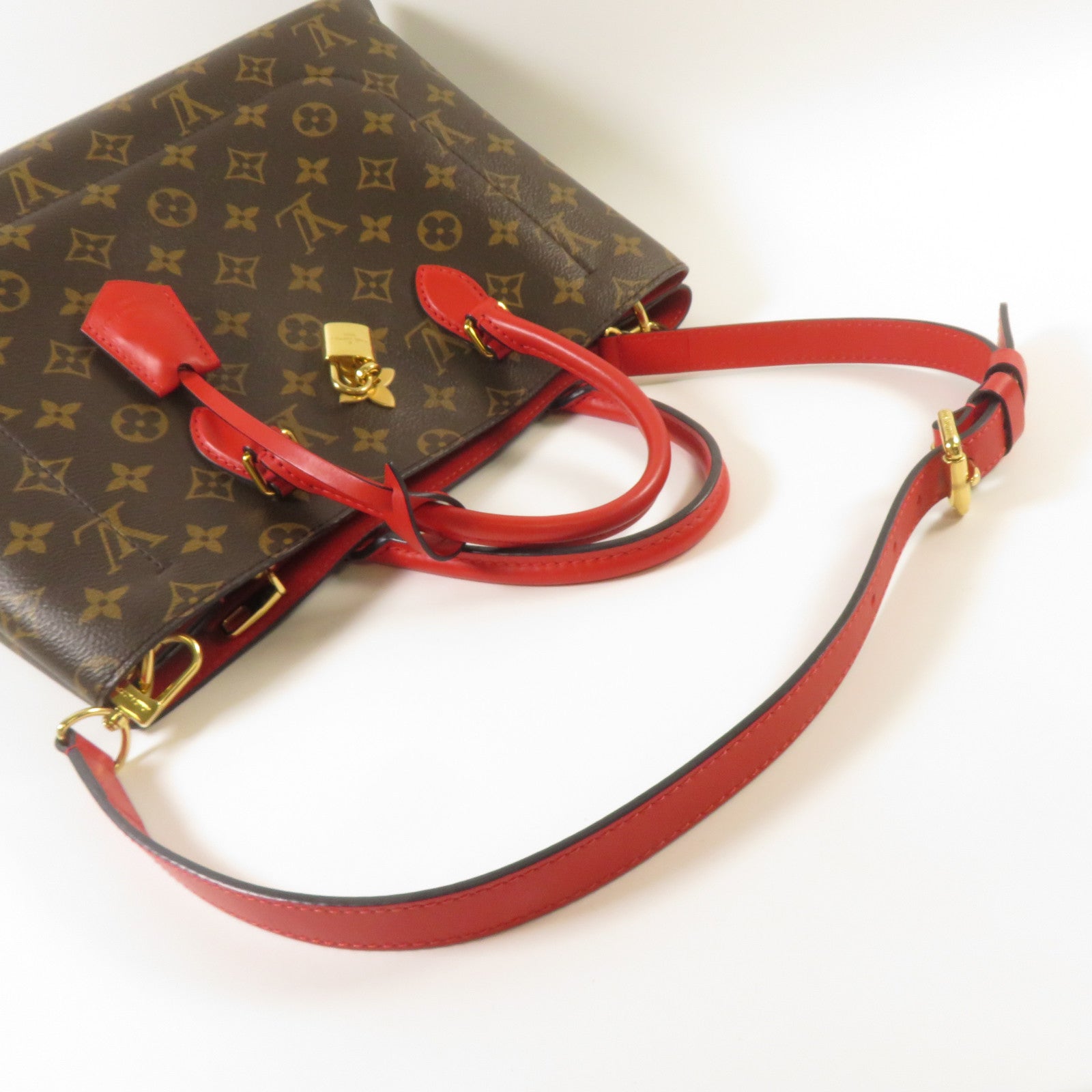 LOUIS VUITTON 【激減優惠】Monogram Flower Tote Bag金扣手挽肩背兩用袋啡色