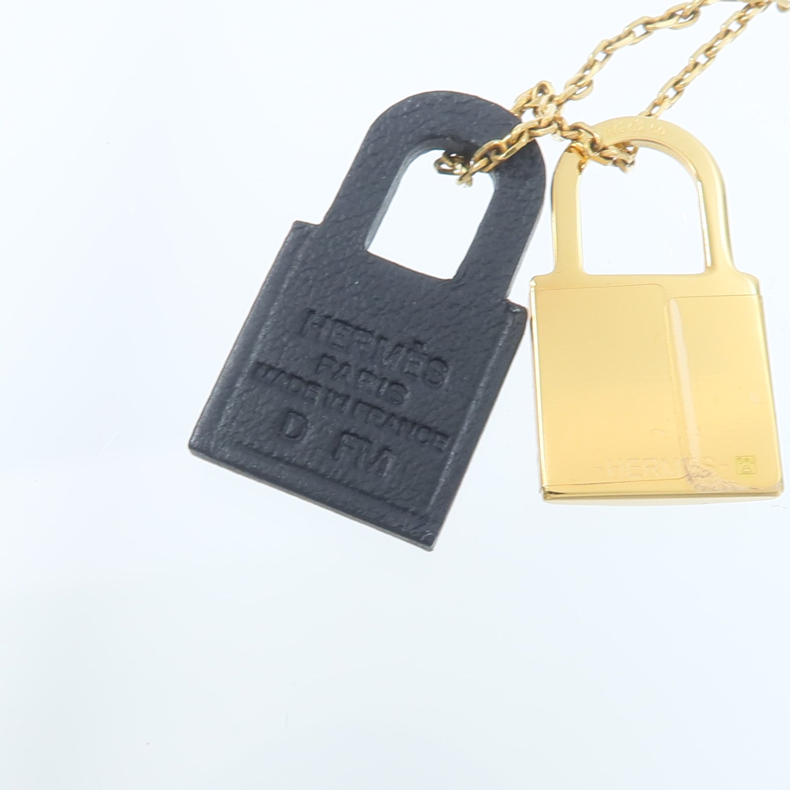 HERMES 金屬/Swift皮革O'Kelly Necklace項鍊Noir