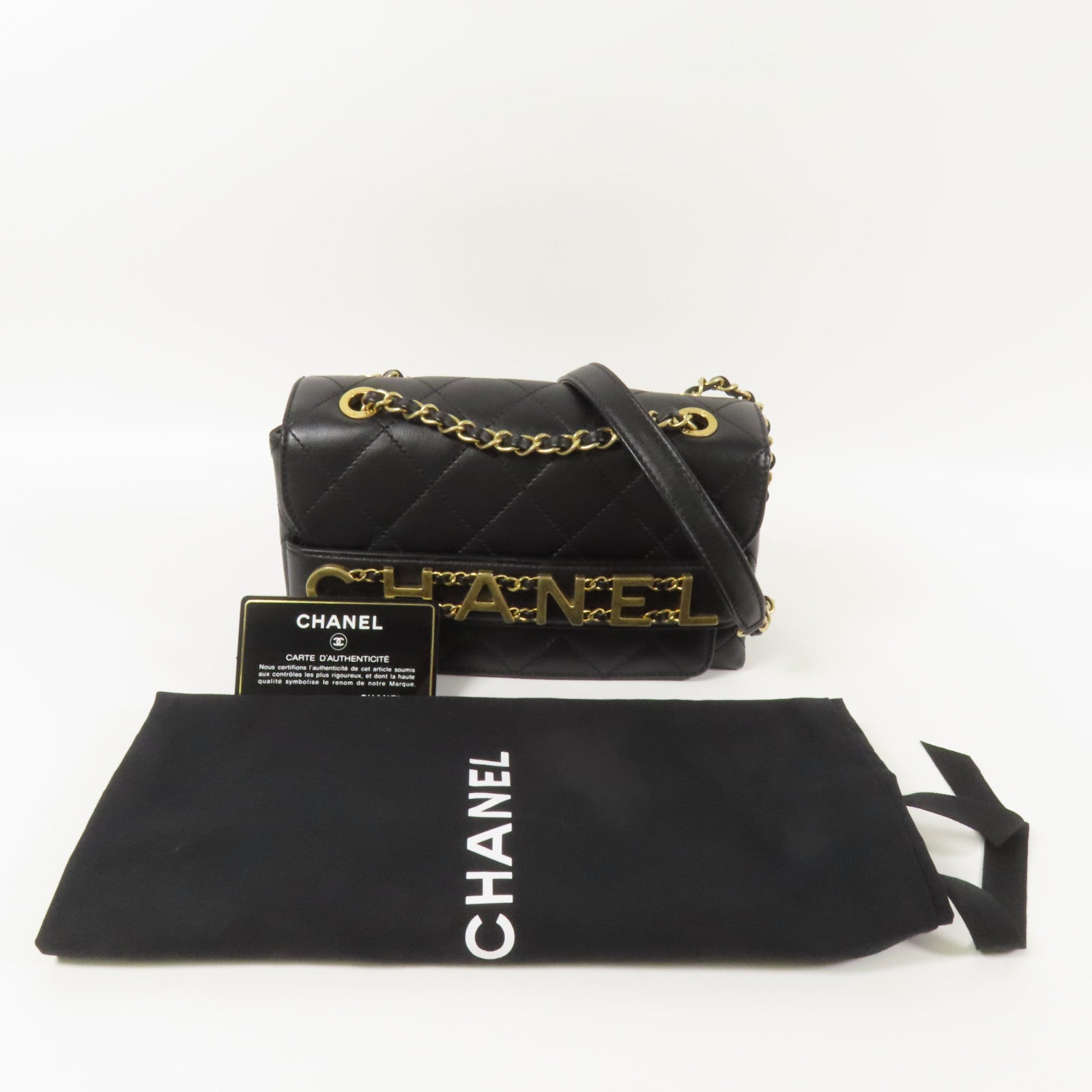 CHANEL 羊皮皮革Chain Shoulder Bag金扣鏈帶肩背袋