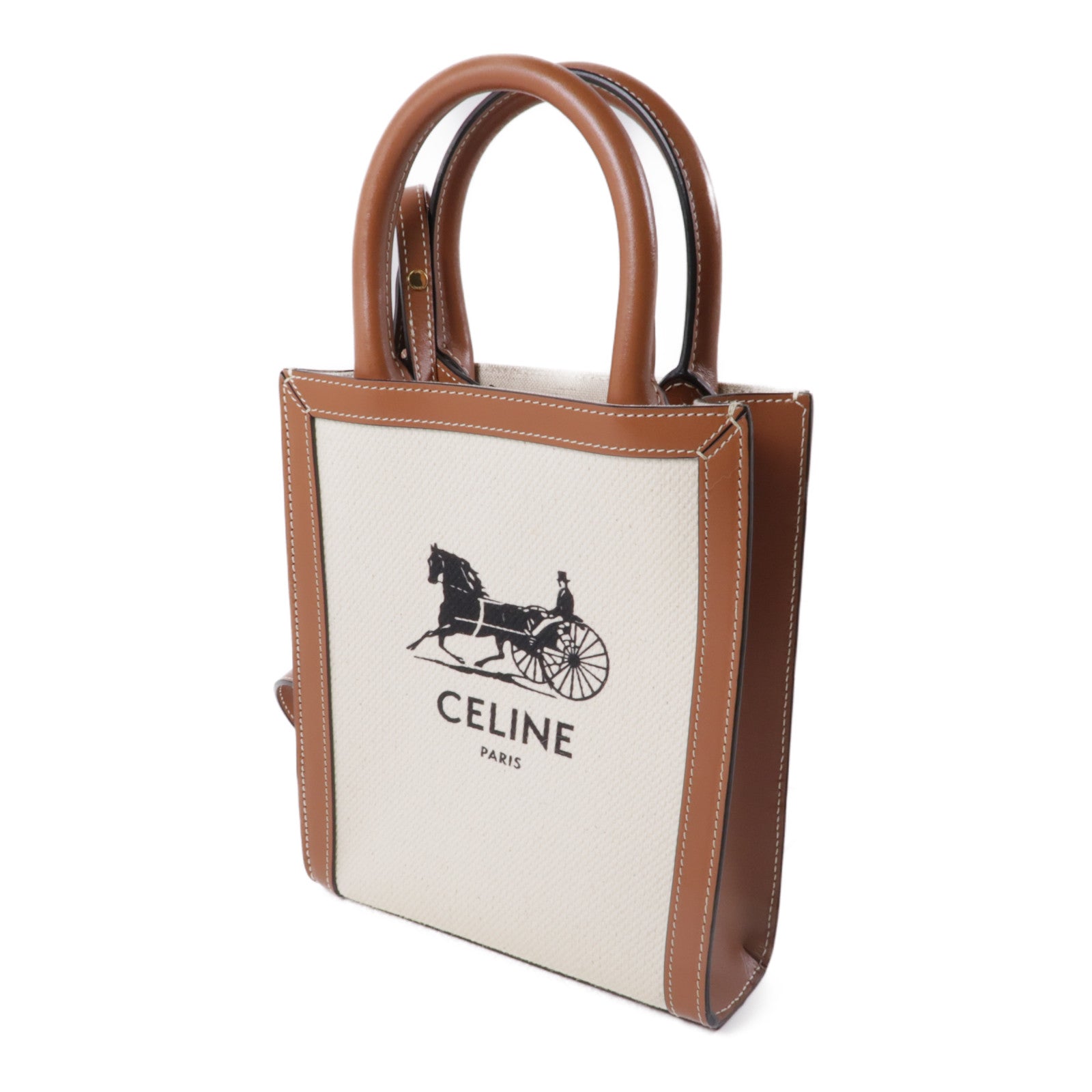 CELINE 帆布/皮革Sulky Vertical Cabas Tote金扣手挽肩背兩用袋