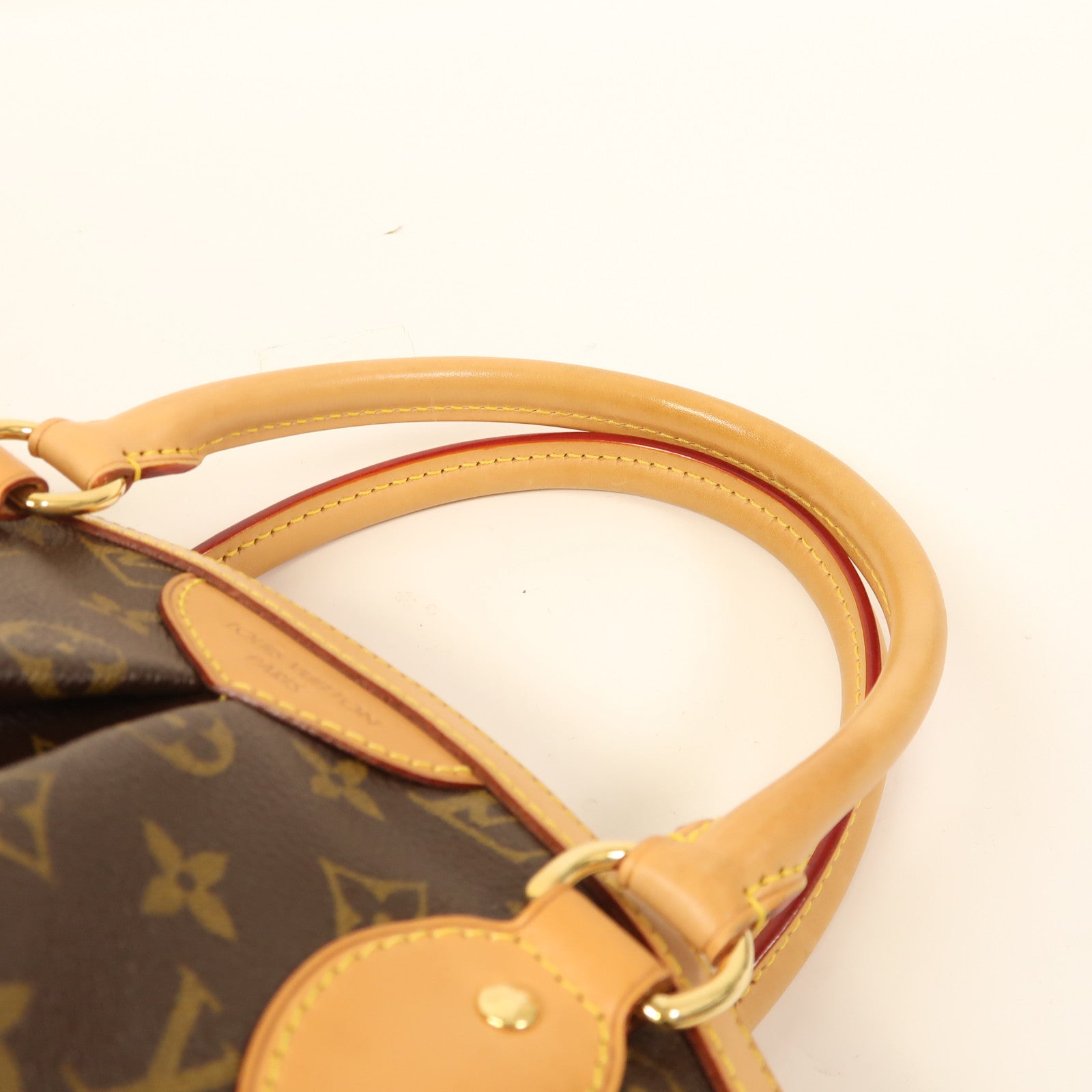 LOUIS VUITTON Monogram Tivoli PM金扣手挽袋棕色