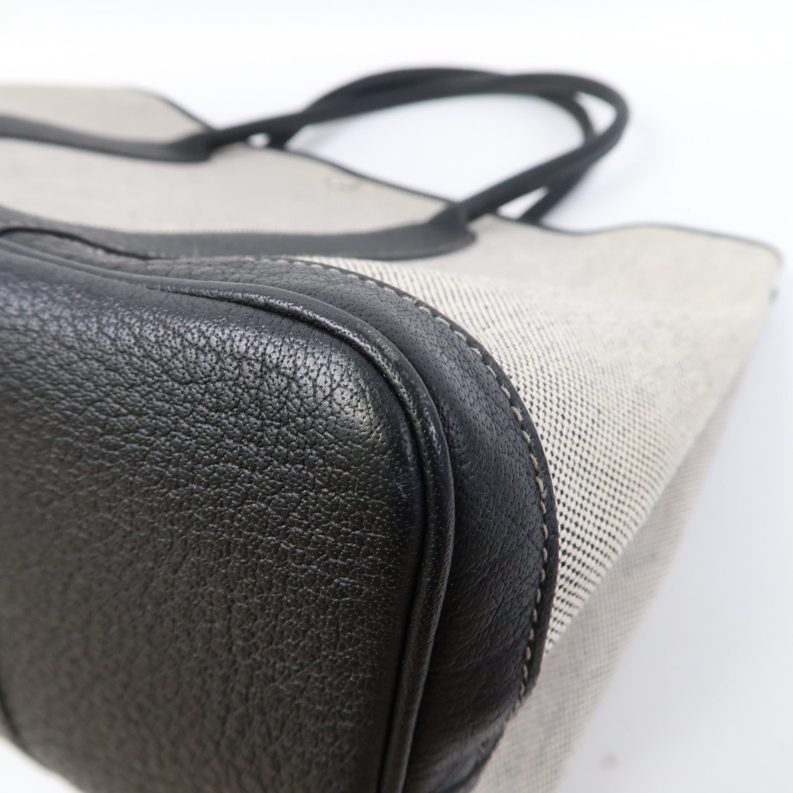 HERMES 帆布Garden Party PM銀扣手挽袋Noir黑色