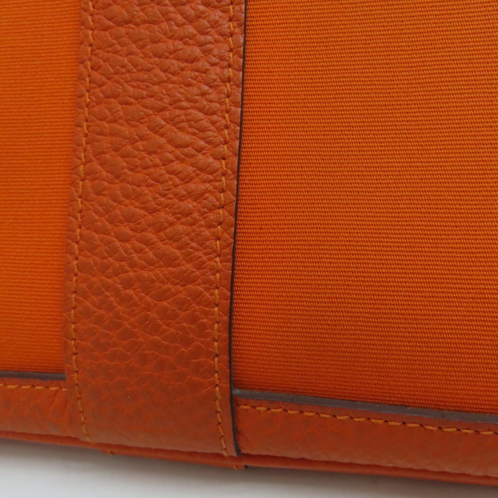 HERMES Canvas Garden Party PM Silver Button Handle Bag Orange