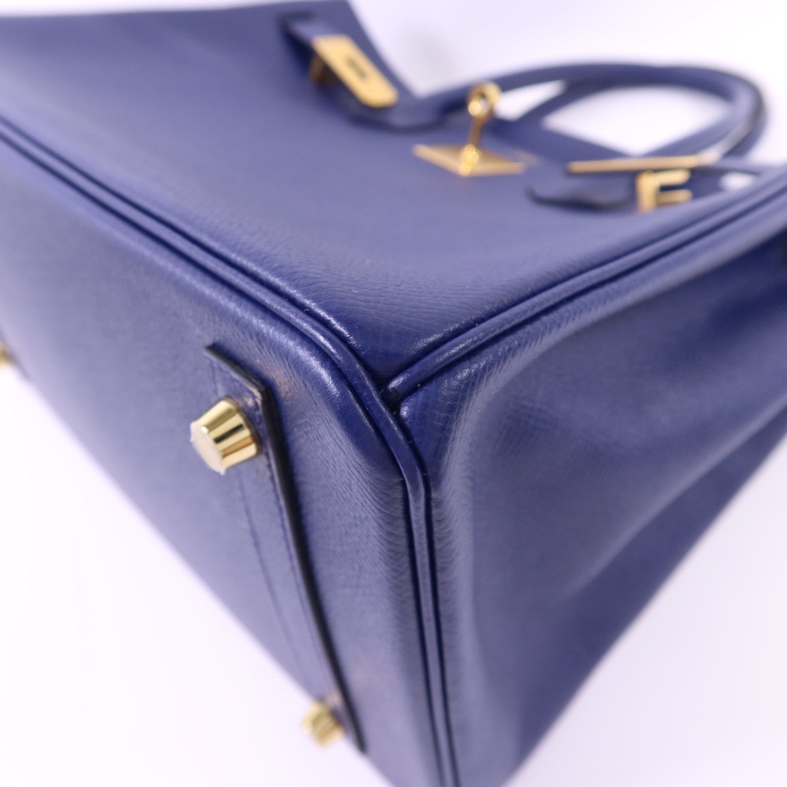 HERMES Epsom皮革Birkin 30金扣手挽袋Bleu Saphir