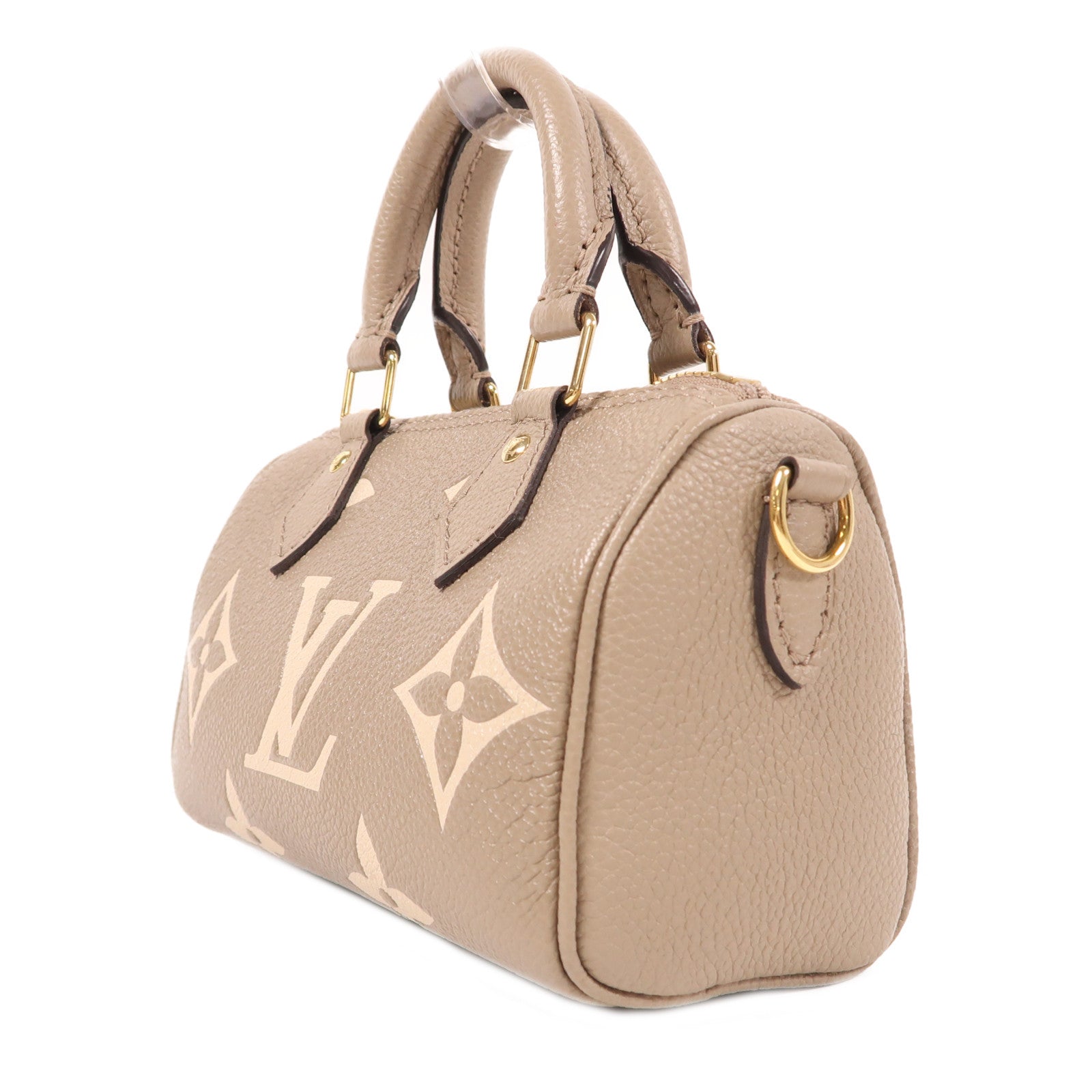 LOUIS VUITTON Monogram Empreinte Nano Speedy金扣手挽肩背兩用袋灰色
