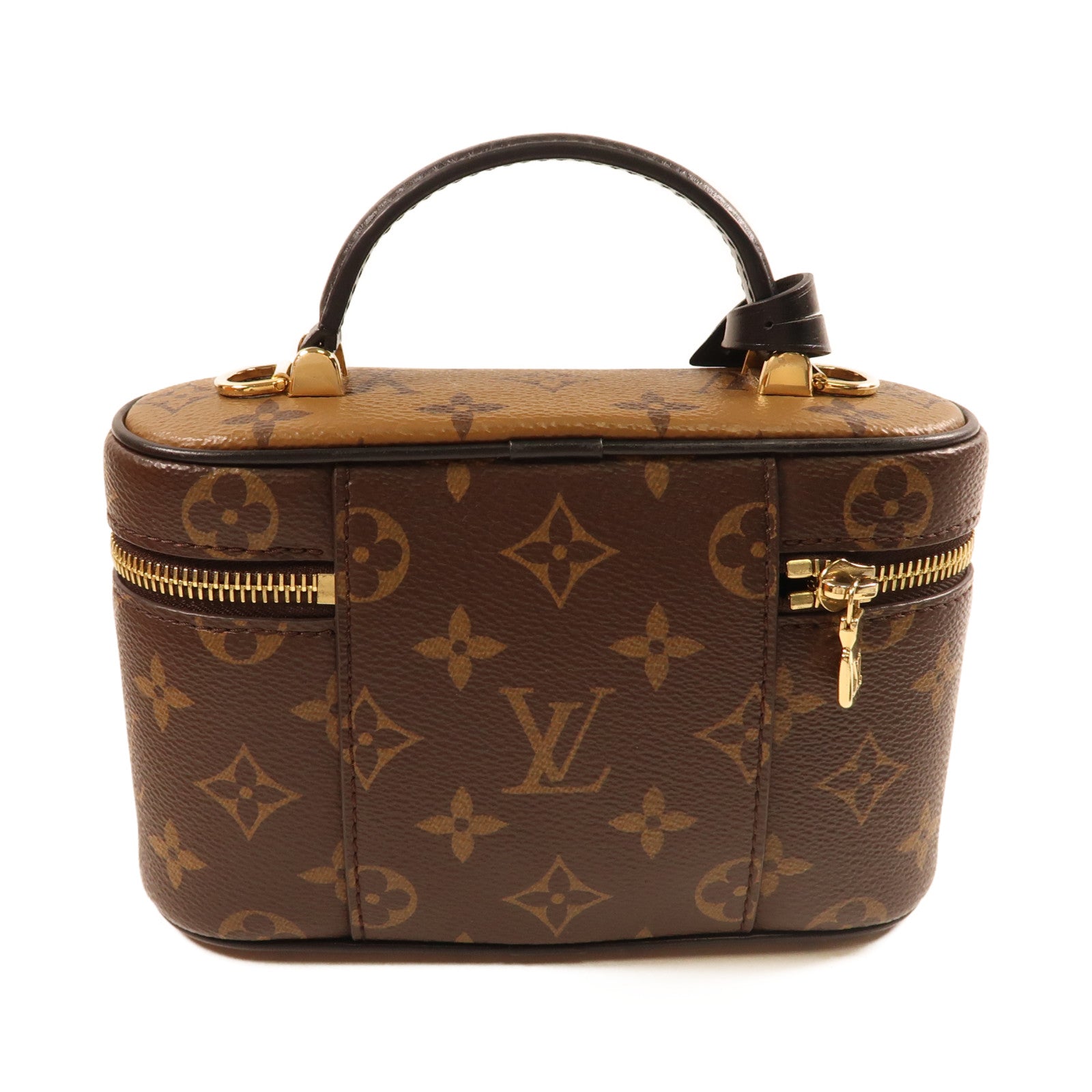 LOUIS VUITTON Monogram Reverse Vanity PM金扣手挽肩背兩用袋啡色