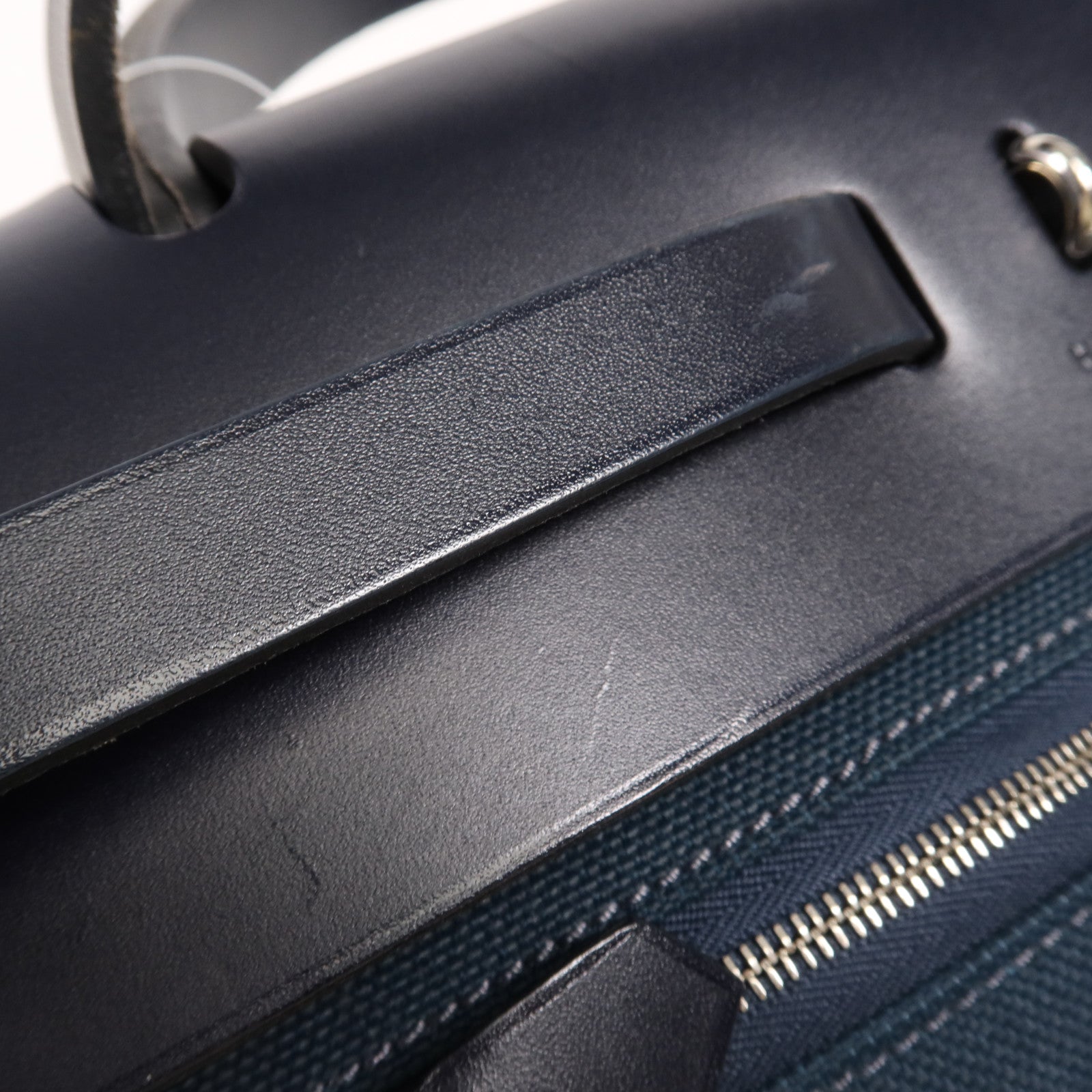 HERMES 帆布Herbag PM銀扣手挽肩背兩用袋Bleu Ocean