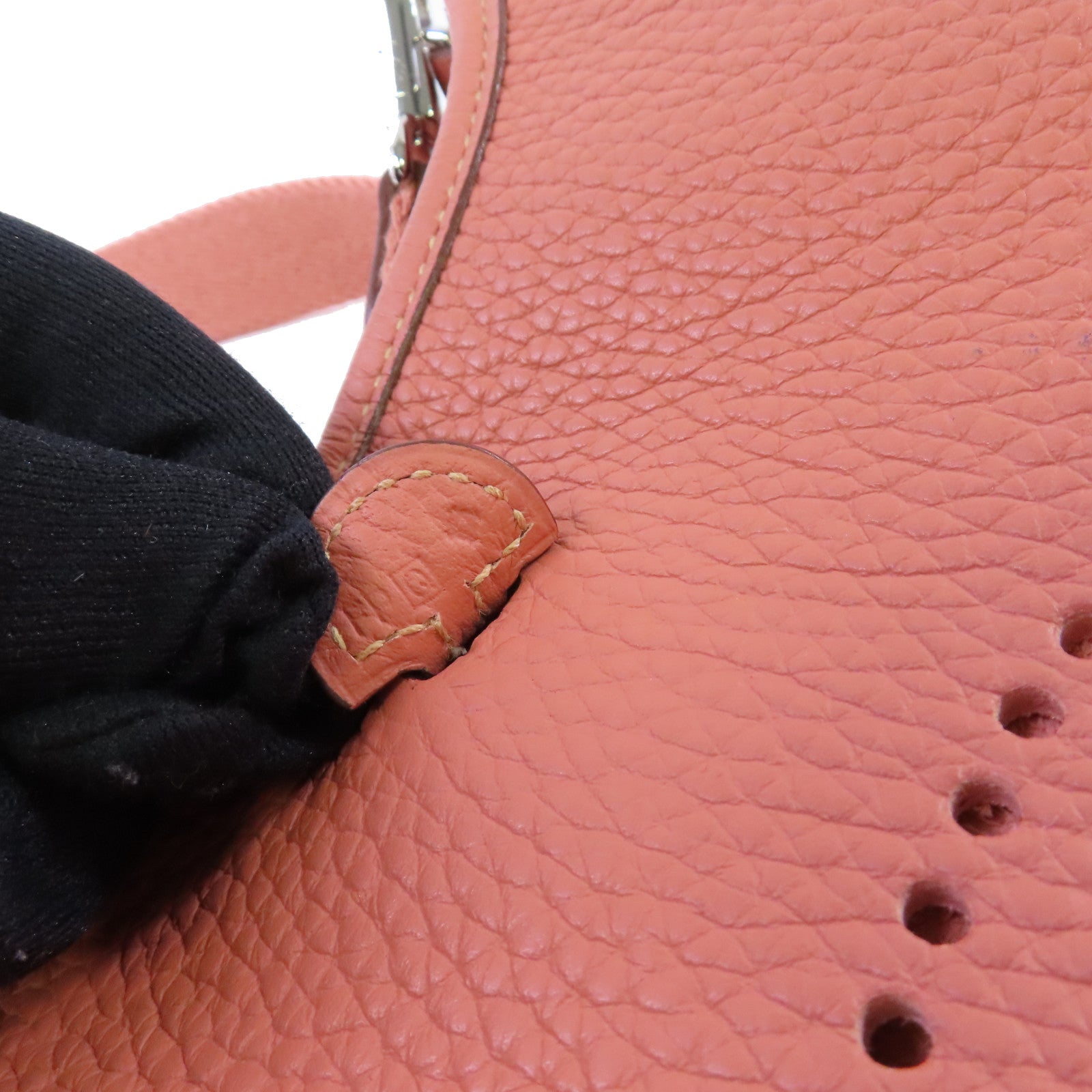 HERMES Clemence皮革Evelyne TPM Shoulder Bag銀扣肩背袋I5 Flamingo Pink/火鶴粉色