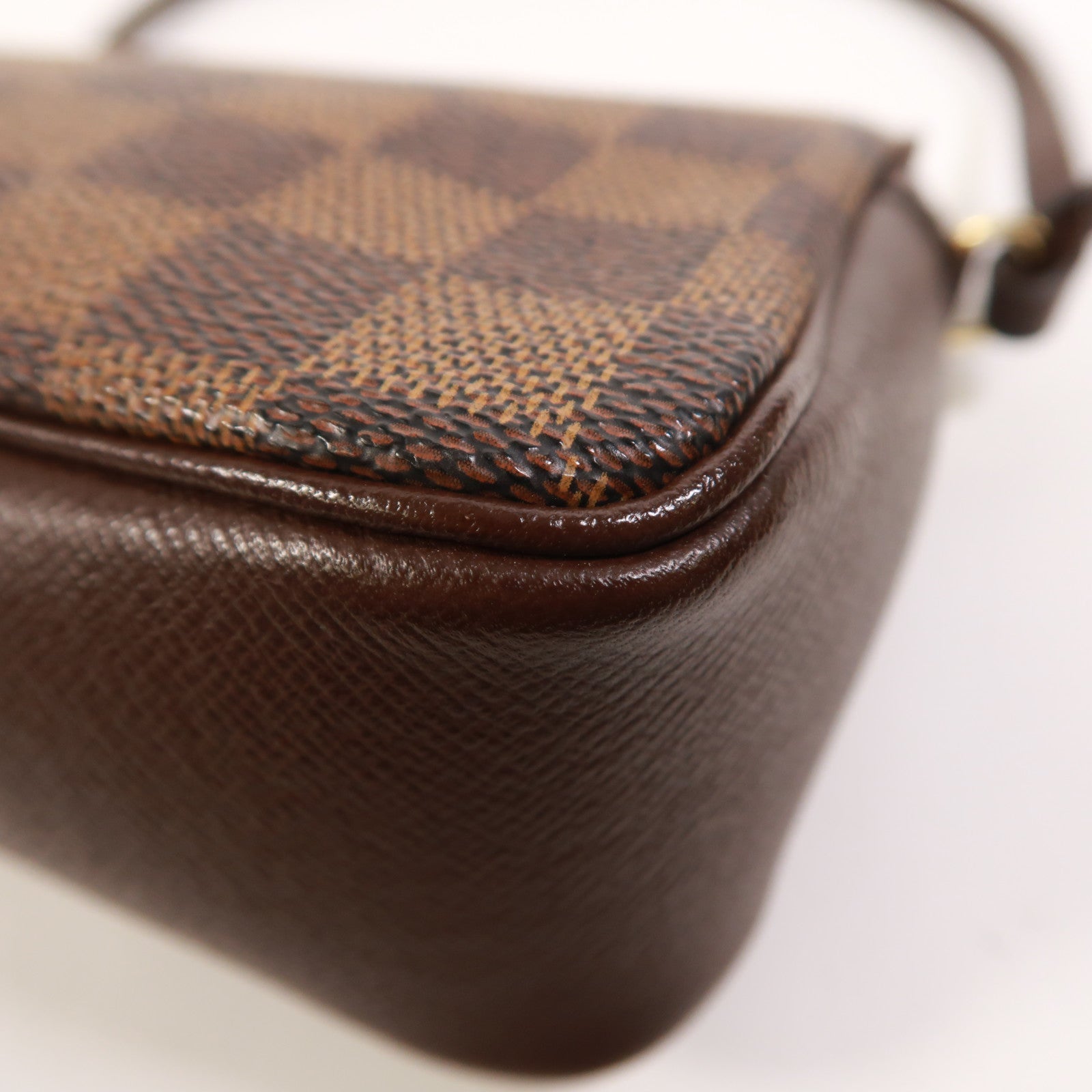 LOUIS VUITTON Damier Trousse Makeup Accessory Pouch金扣手挽袋棕色