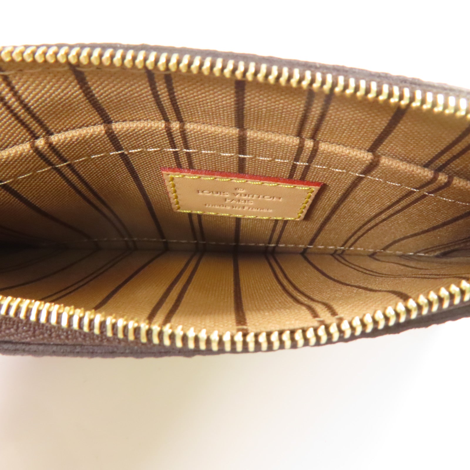 LOUIS VUITTON Monogram Neverfull PM金扣手挽袋啡色