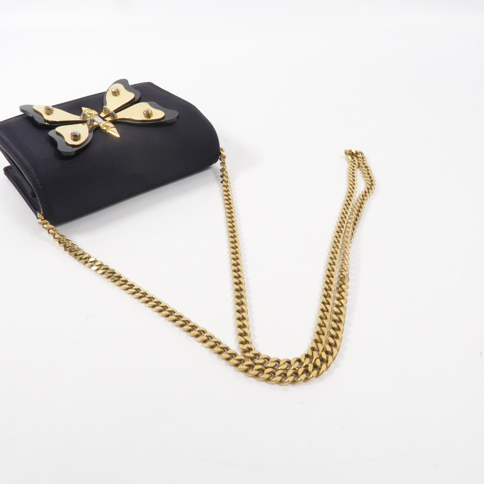 GUCCI Satin Butterfly鏈帶肩背袋