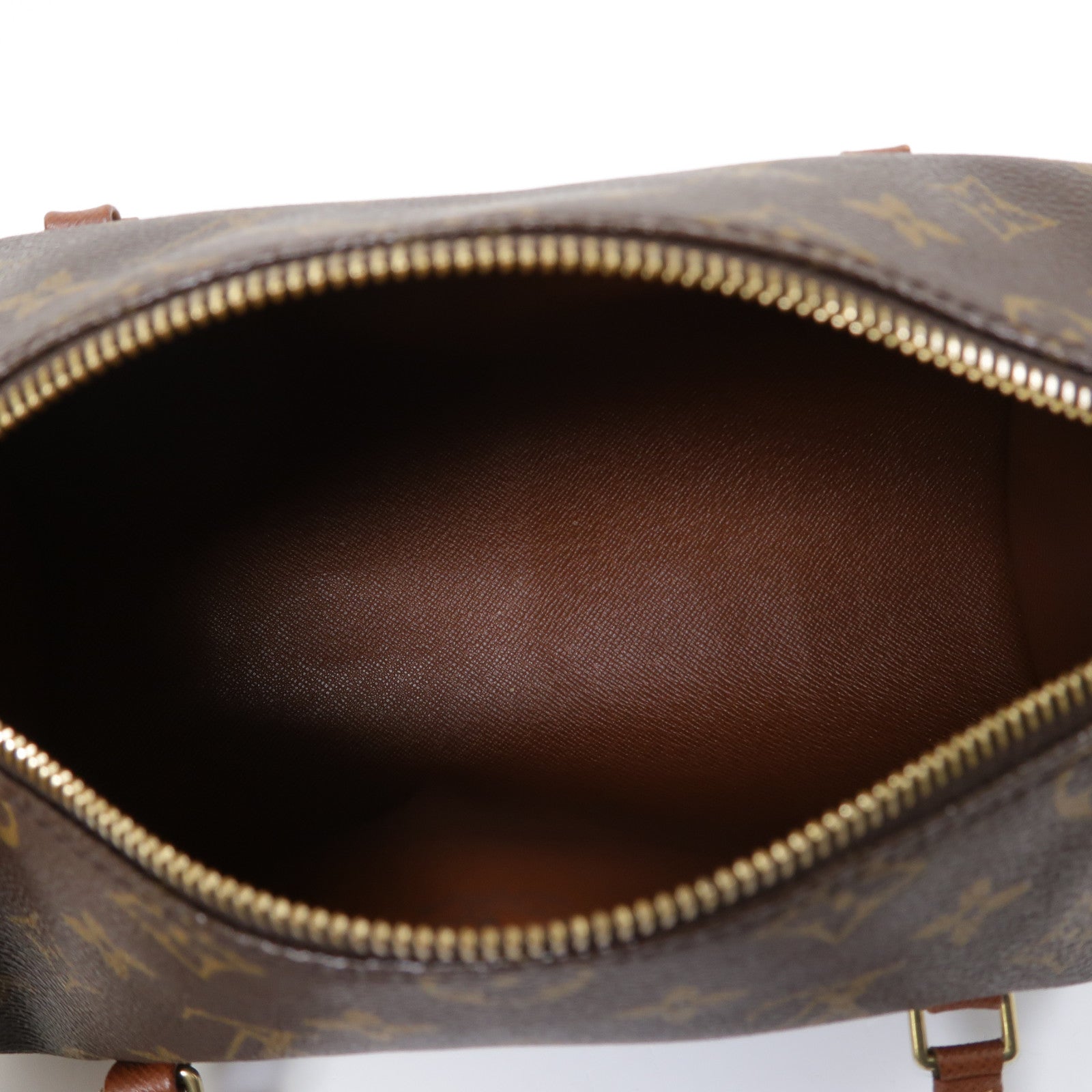 LOUIS VUITTON Monogram Papillon PM金扣手挽袋棕色