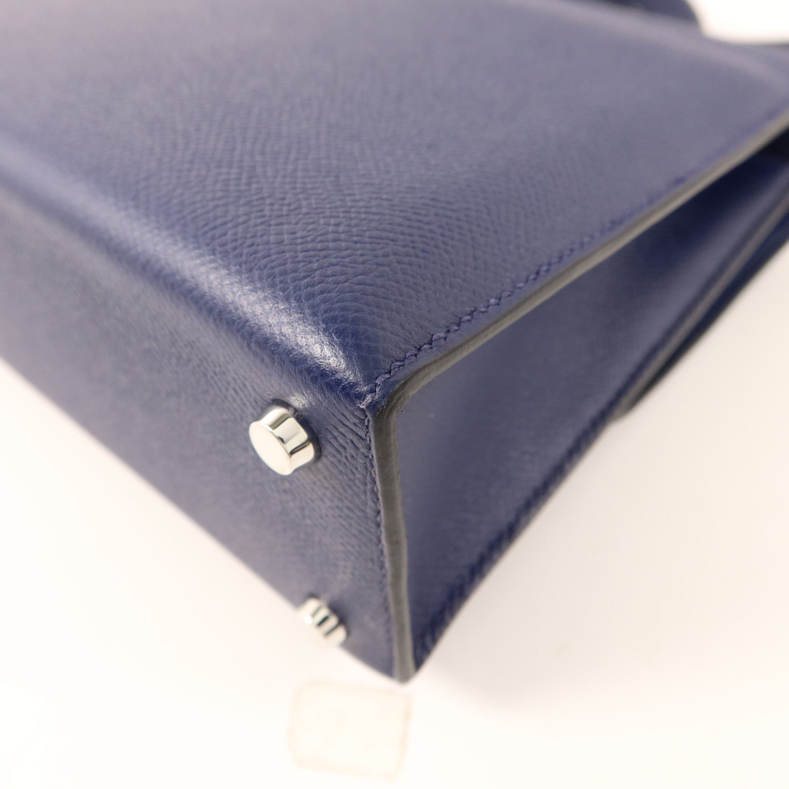 HERMES 【激減優惠】Epsom皮革Verrou 23銀扣肩背袋Bleu Saphir