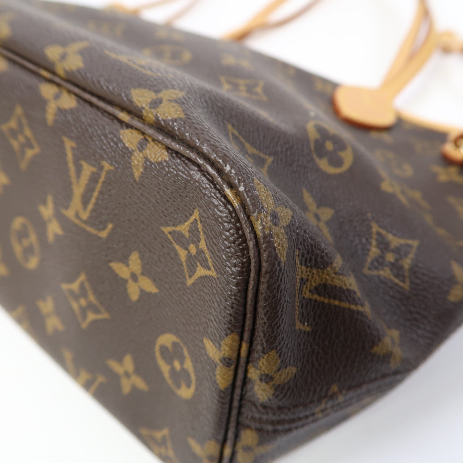 LOUIS VUITTON Monogram Neverfull PM金扣手挽袋啡色
