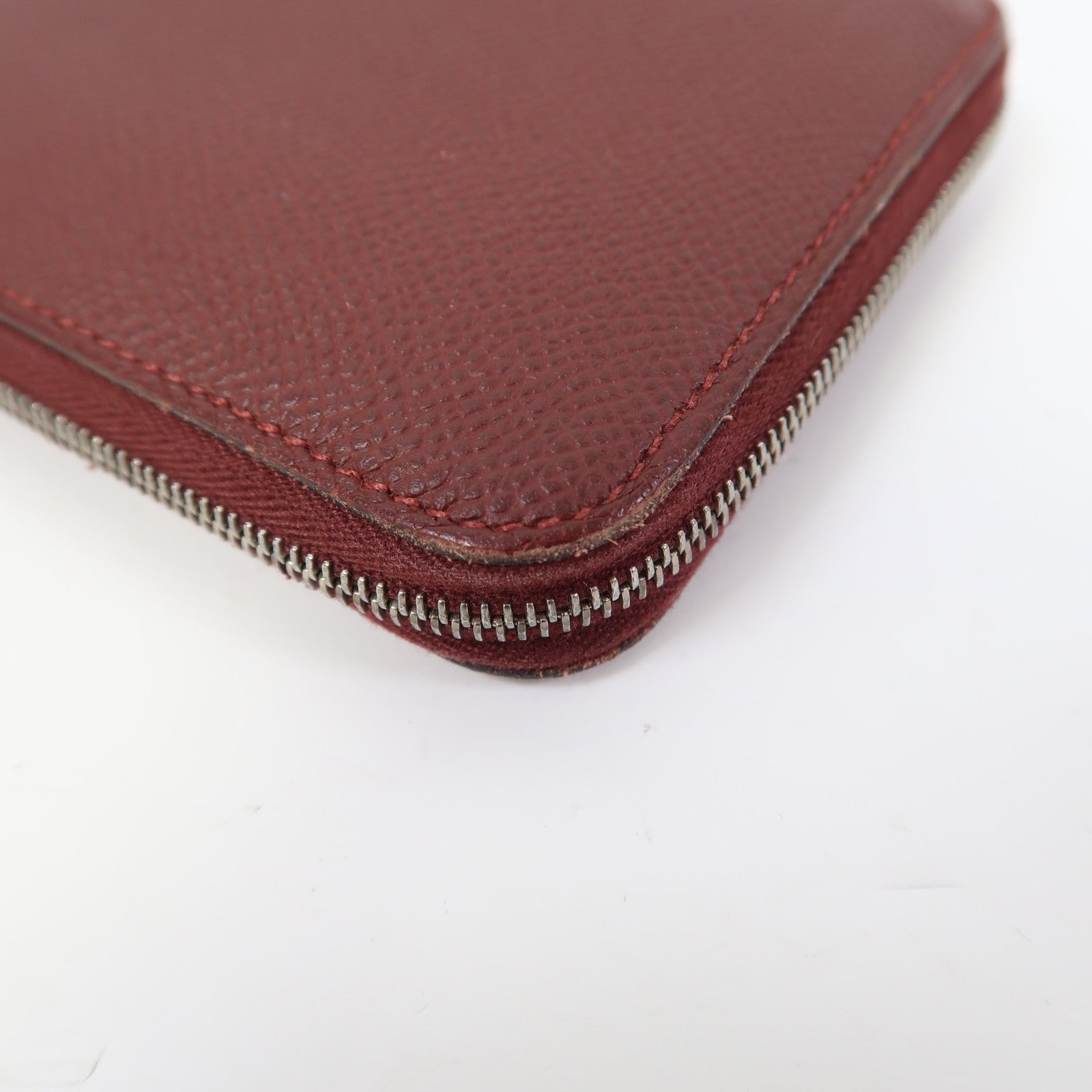 HERMES Epsom皮革Silk'In Compact銀扣錢包紅色