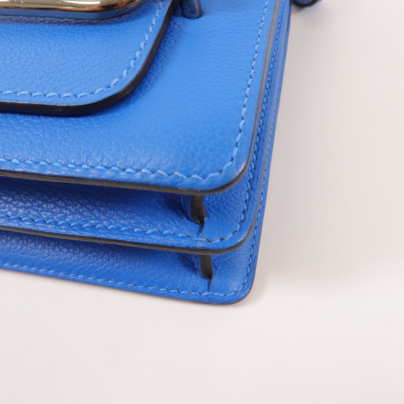 HERMES Evercolor皮革Roulis Mini肩背袋Bleu Hydra