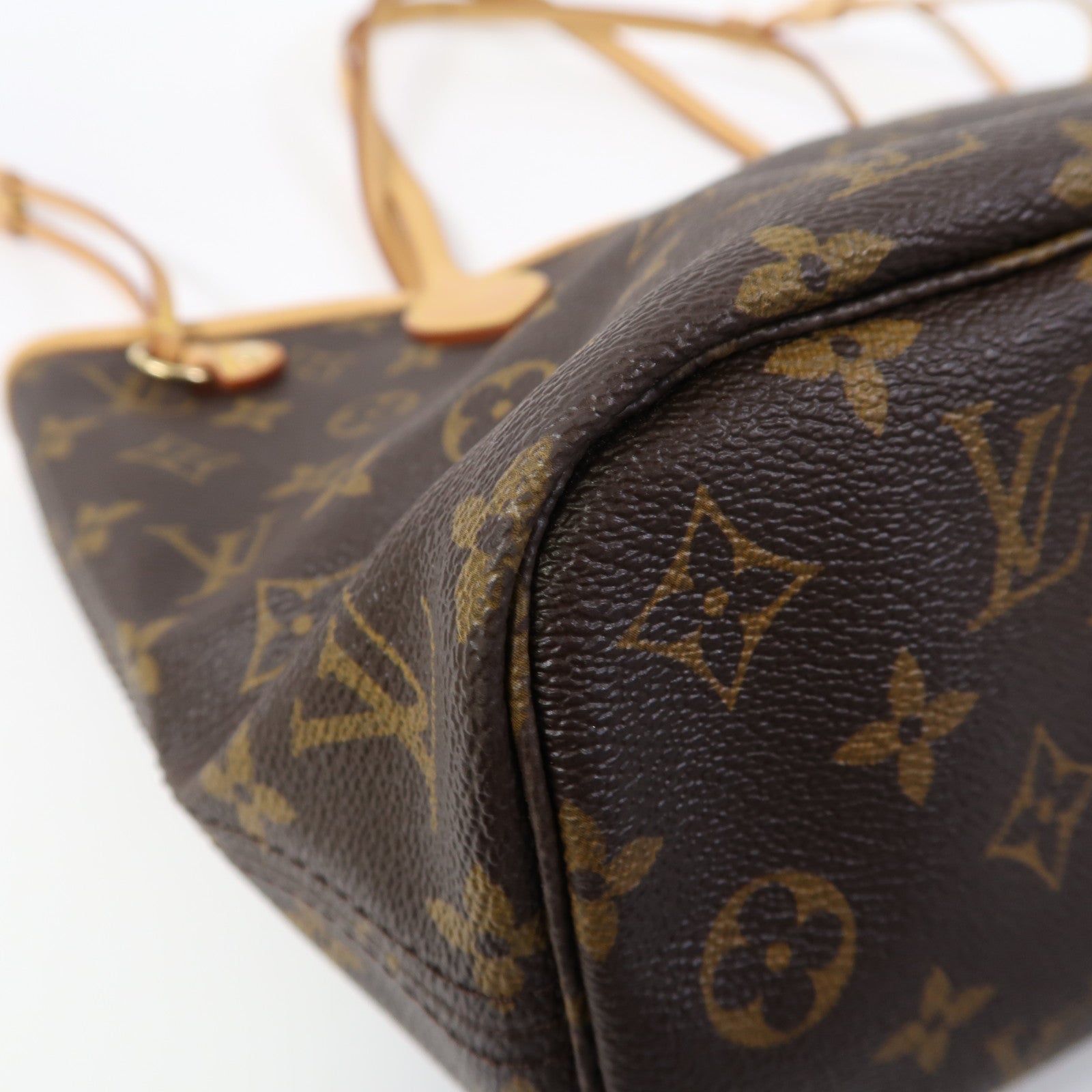 LOUIS VUITTON Monogram Neverfull PM金扣手挽袋啡色