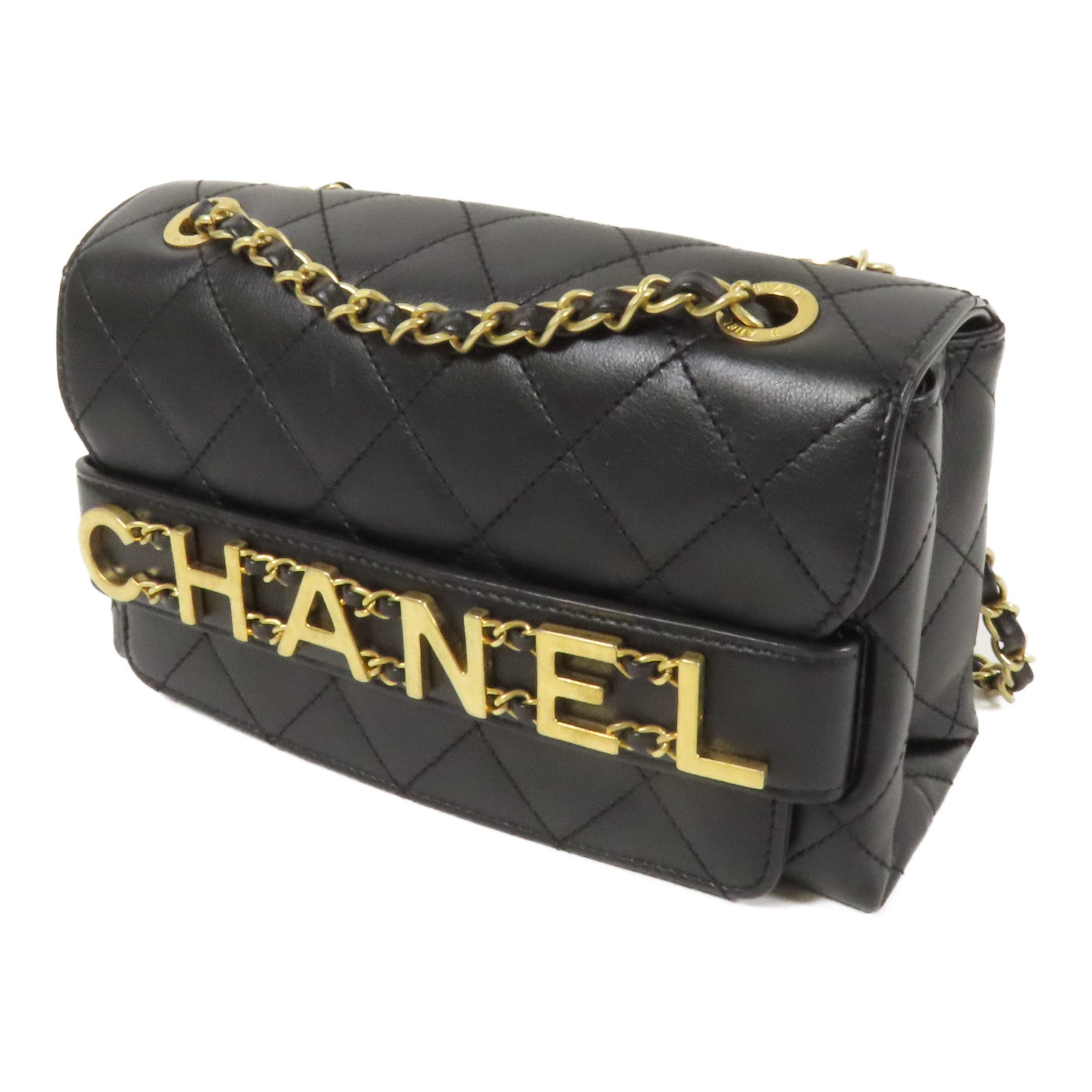 CHANEL 羊皮皮革Chain Shoulder Bag金扣鏈帶肩背袋